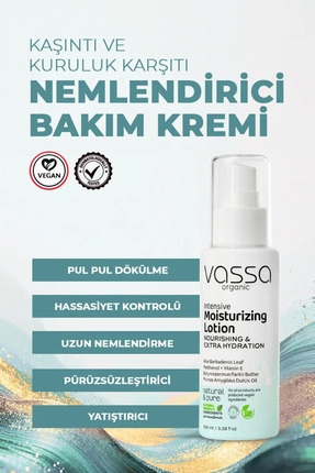 VASSA ORGANIC Kaşıntı Karşıtı, Pul Pul Dökülme Azaltıcı, Cilt Bakım Kremi - Y...