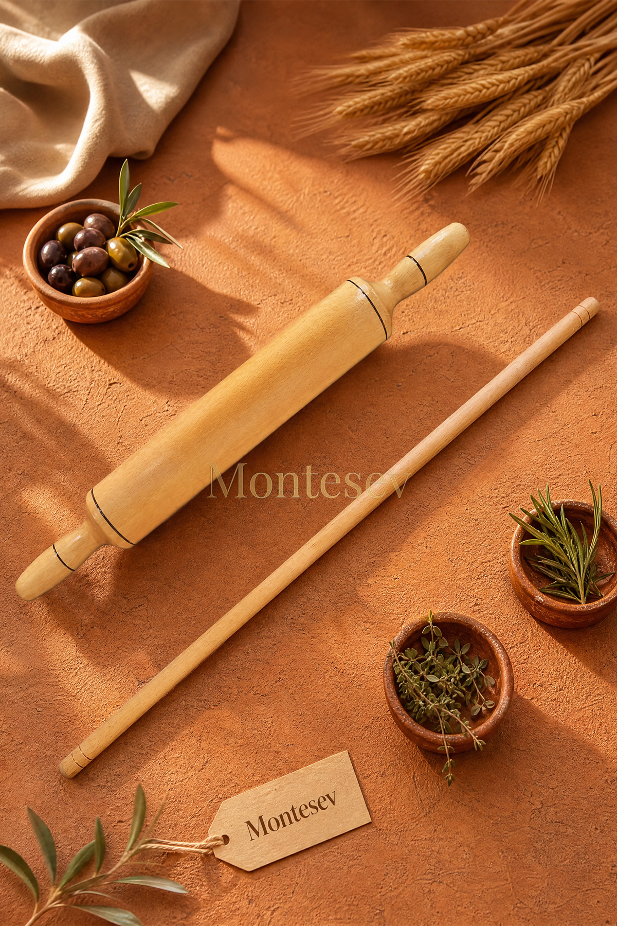 Emerald Series Wood Dough Rolling Pin Dough Shaper 2 Pieces Set Zmrset3