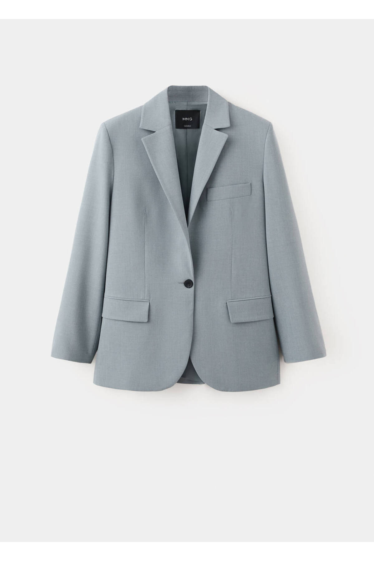MANGO  Düz kesim kapaklı cepli kumaş blazer ceket - Görsel 3