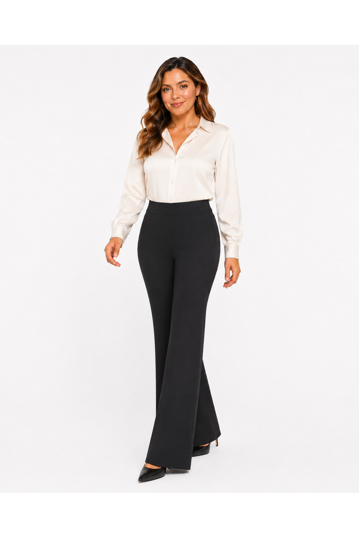 ciella Büyük Beden Esnek Dalgıç Kumaş İspanyol Paça Tayt Pantolon Geniş Beden Aralığı 3xl4xl5xl6xl
