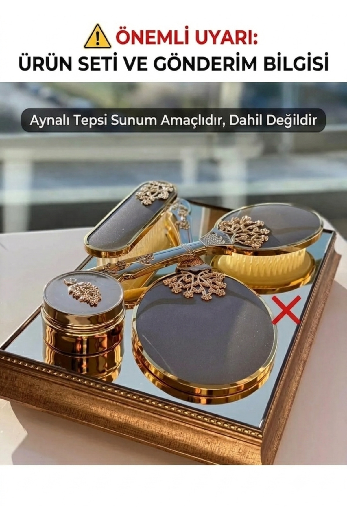 GELİN AYNA TARAK SETİ LÜKS GOLD — طلایی AYNASETGOLD — تصویر 3 از 3