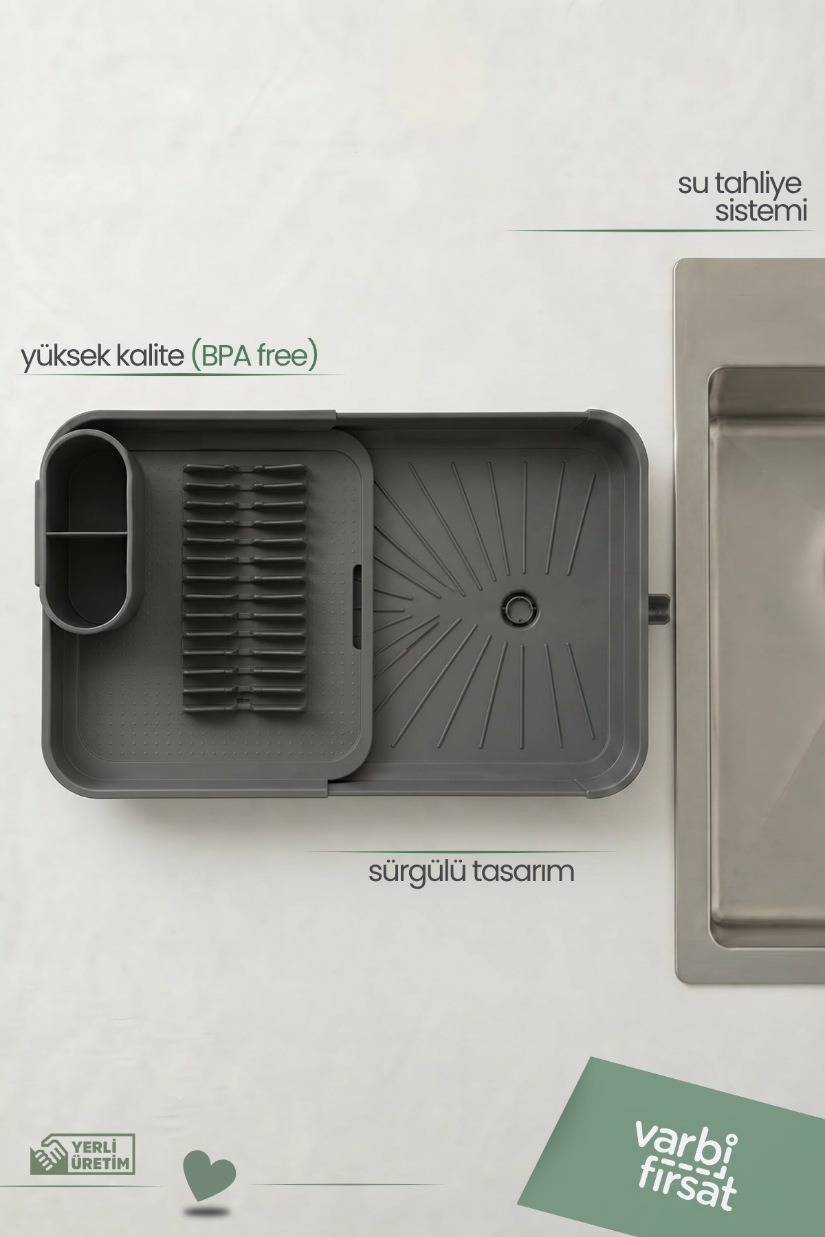 Retractable Sliding Plate Holder Dish Holder Dish Basket Dish Drying / Anthracite