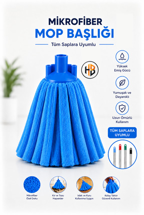 HOBİLON Mikrofiber Havlu Çizmez Koku Yapmaz Süper Su Emici Mop Ucu
