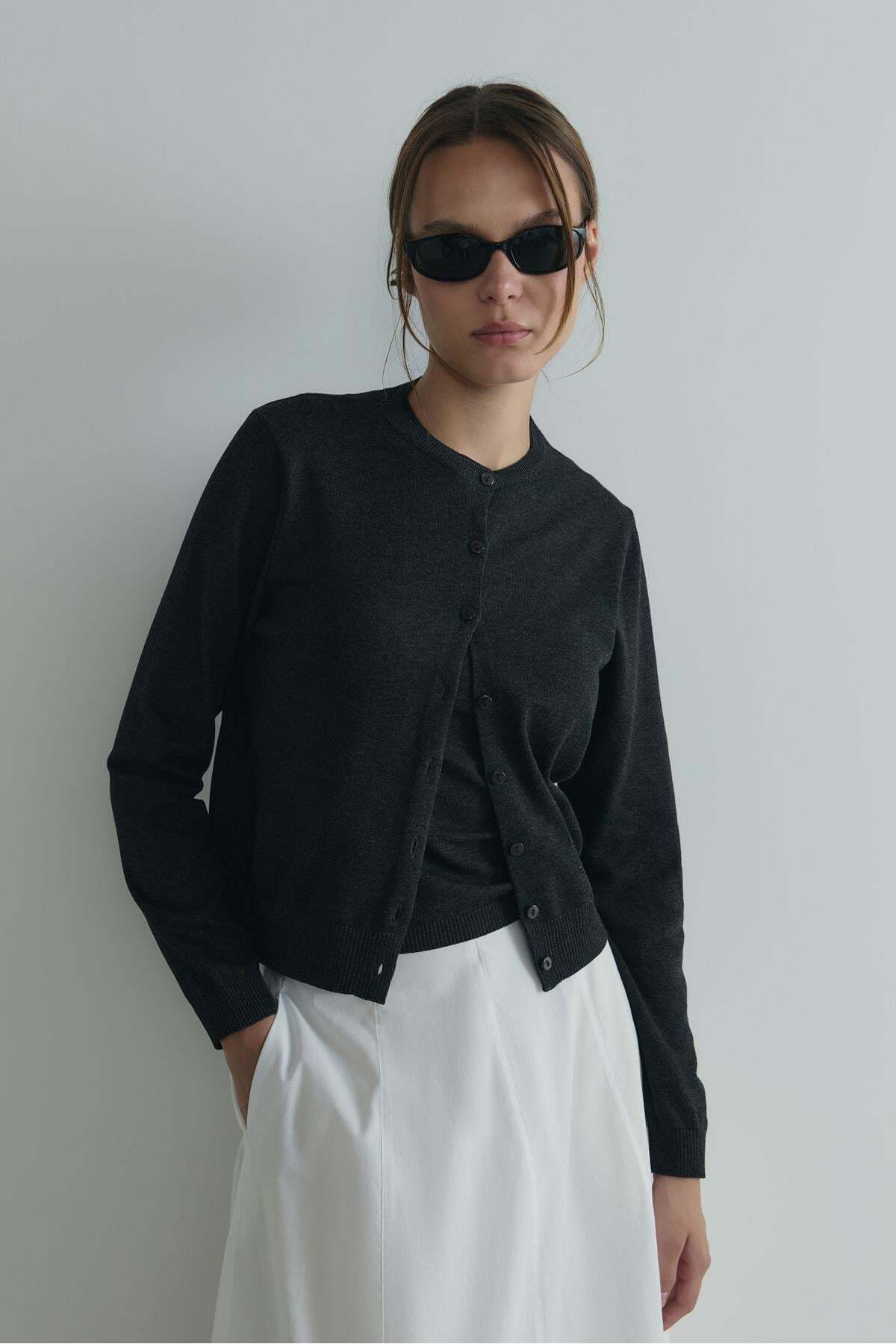 Suud Collection Antrasit Lea Triko Hırka
