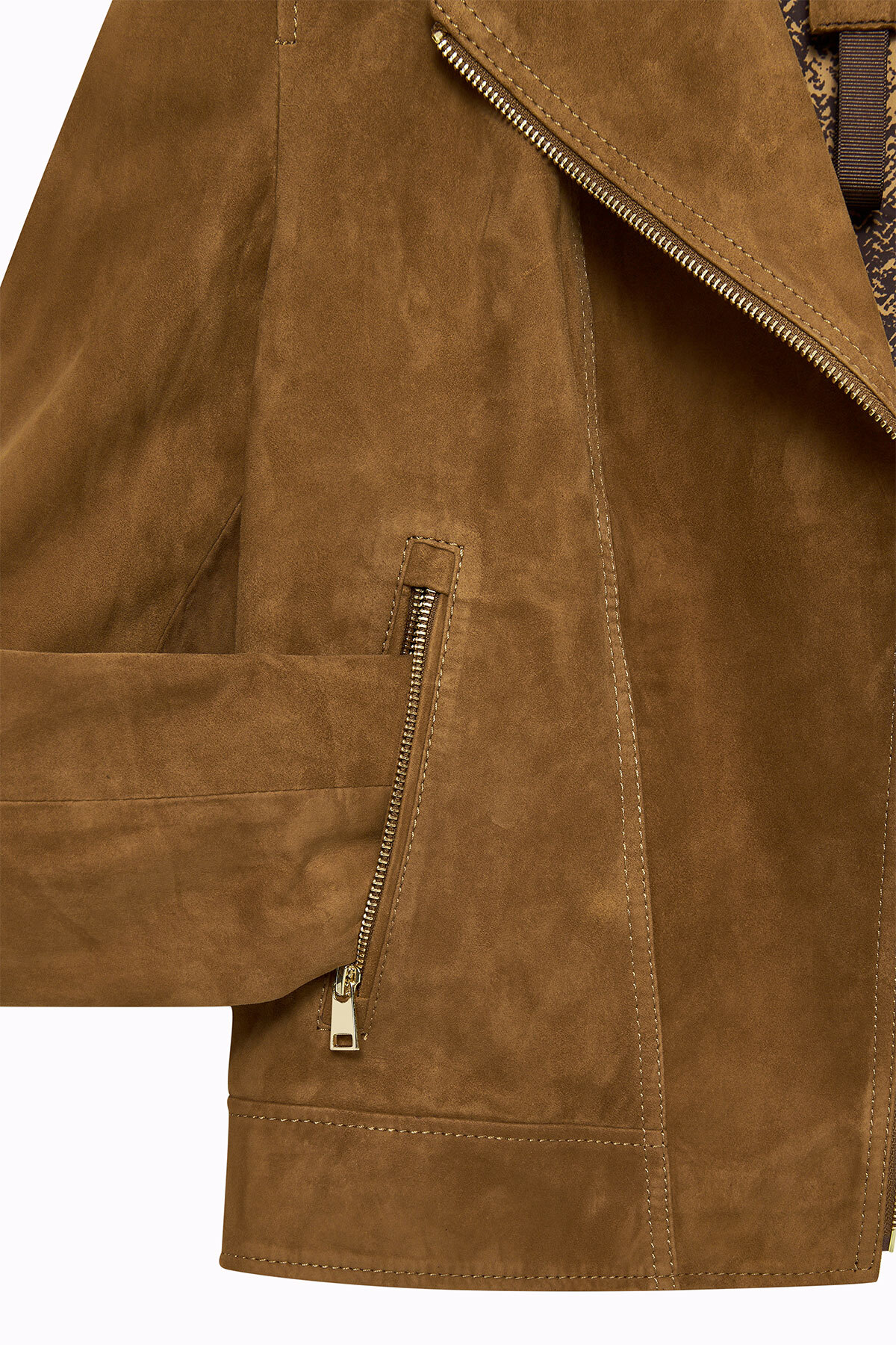 Derimod  Alba Kadın Camel Biker Süet Deri Ceket 24WGD528210 - Görsel 8