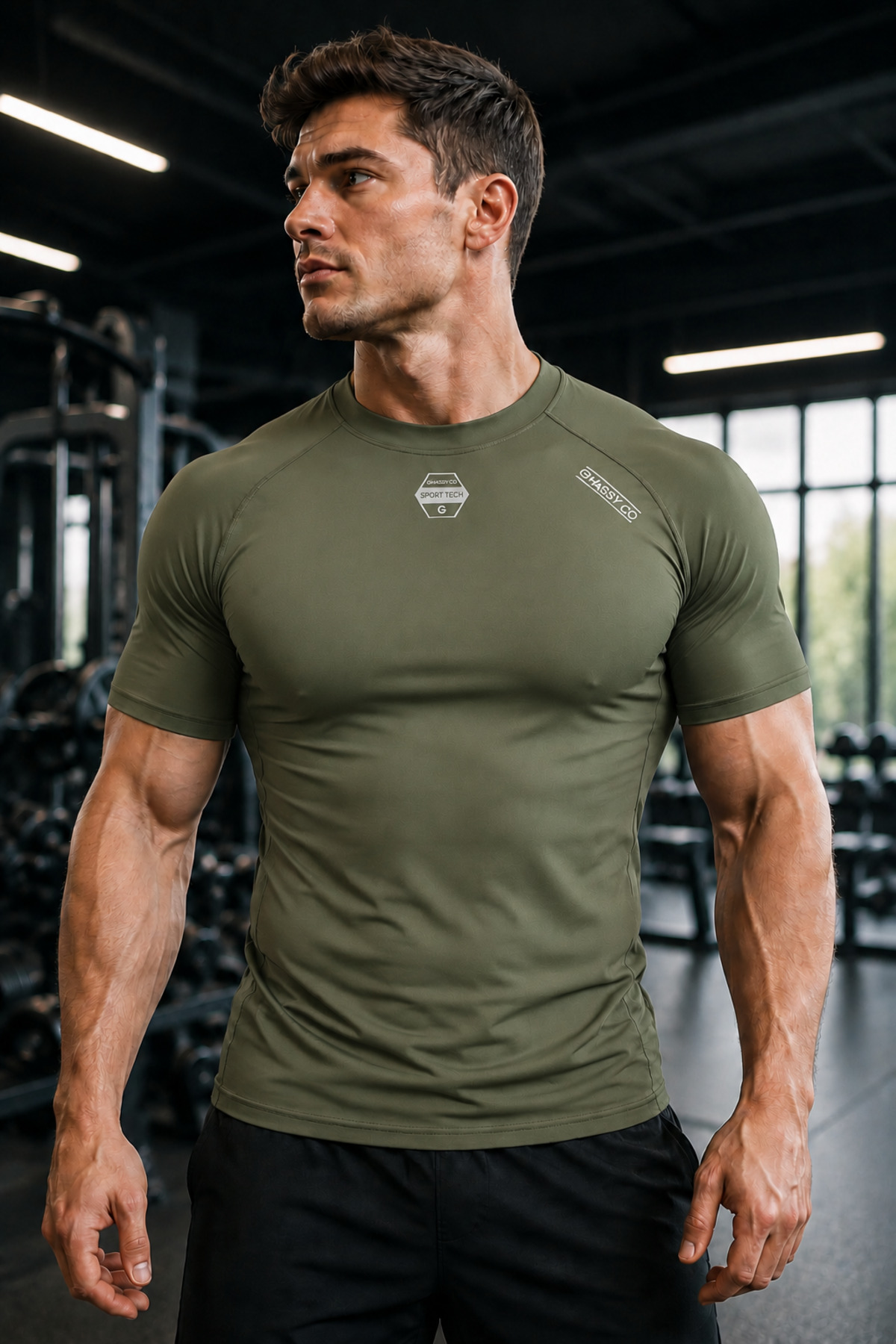 GHASSY CO Erkek Compression Sports Premium Nefes Alan Hızlı Kuru Koşu Fitnes Reflektör Spor T-Shirt