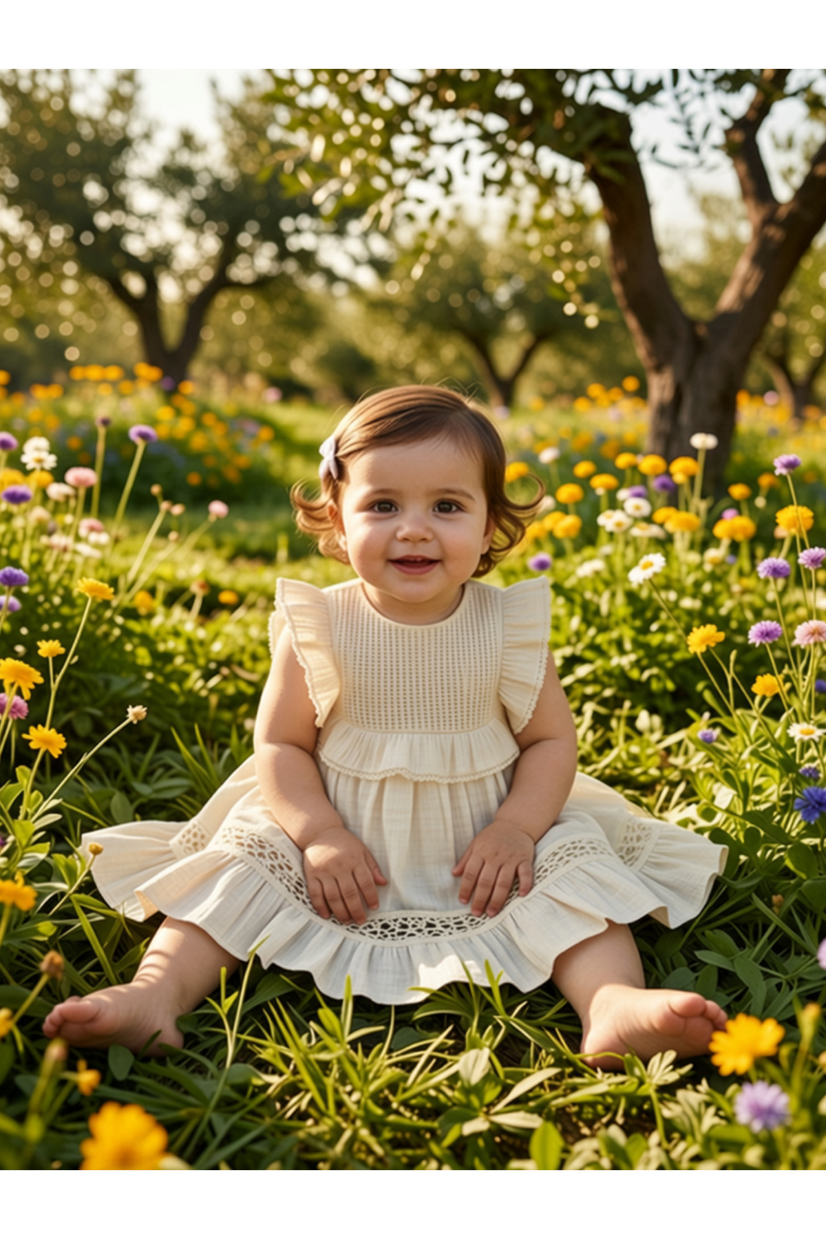Civil Baby Fırfır Yaka 6-18 Ay Elbise - Bej