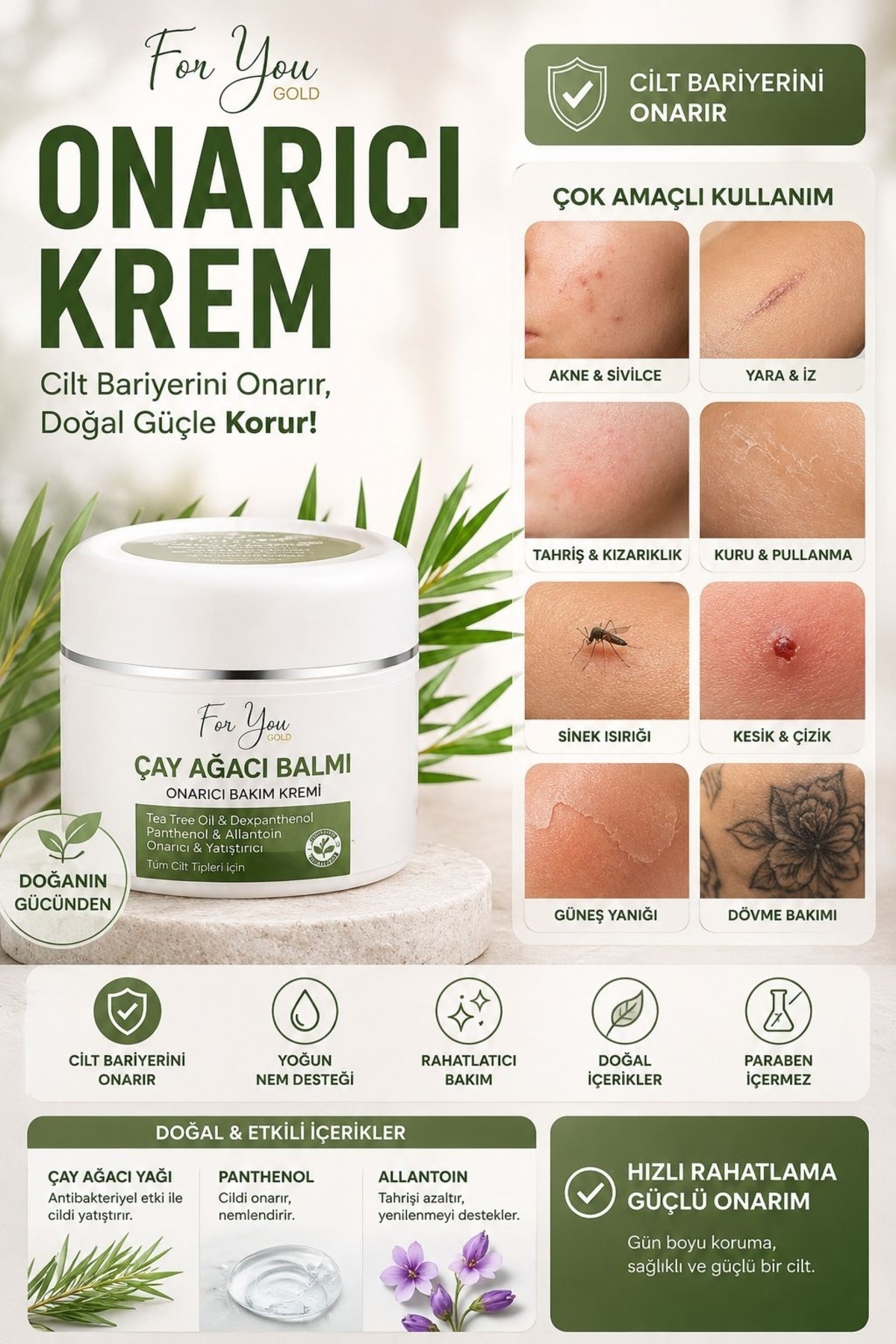Yatıştırmaya Ve Onarmaya Yardımcı Çay Ağacı Balmı Bakım Kremi 50 ml (TEA TREE BALM) — ÇAY01 — تصویر 5 از 7