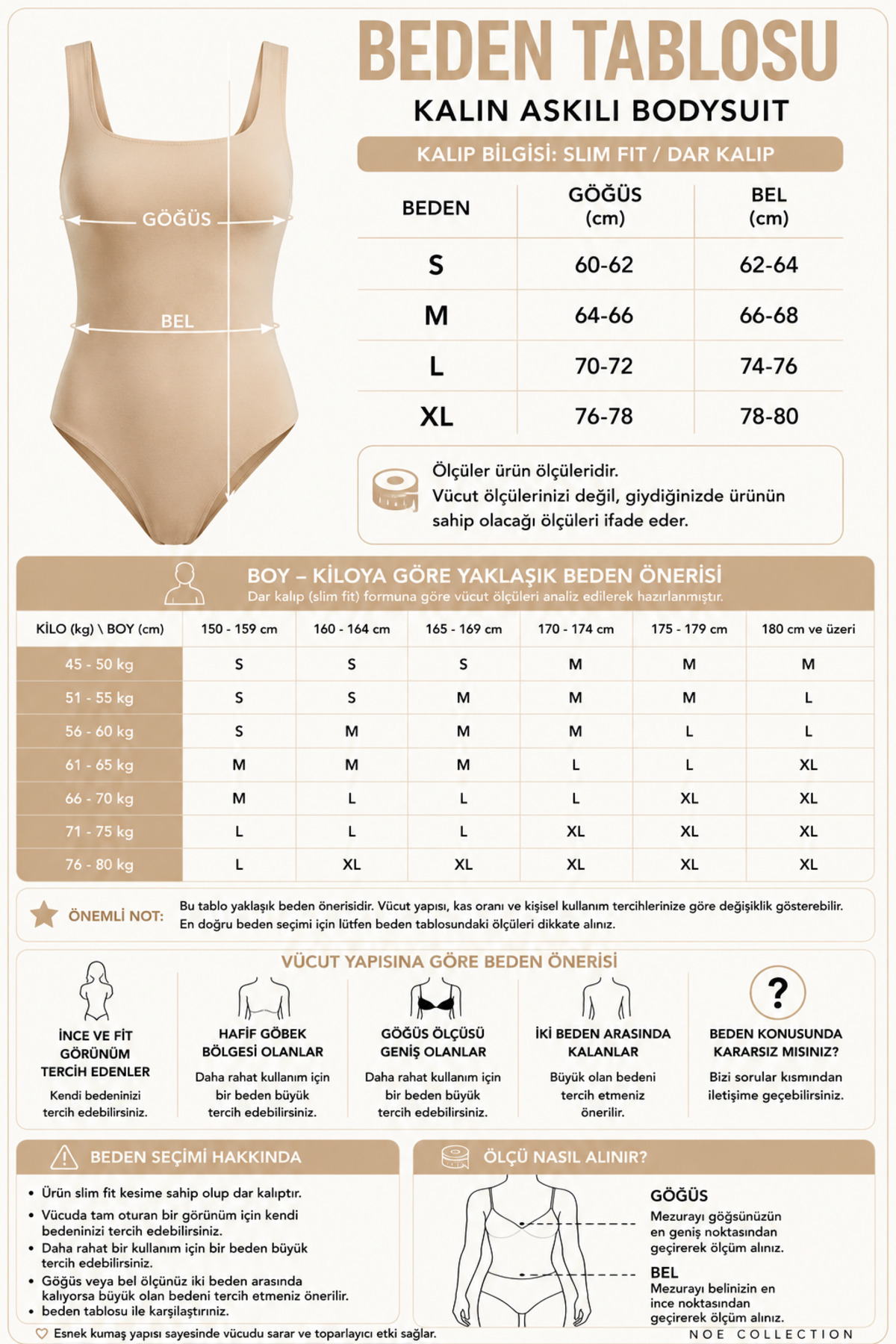 Kadın Kare Yaka Kalın Askılı Çıtçıtlı Body Slim Fit Dar Kalıp Likralı Bodysuit - Bej 5