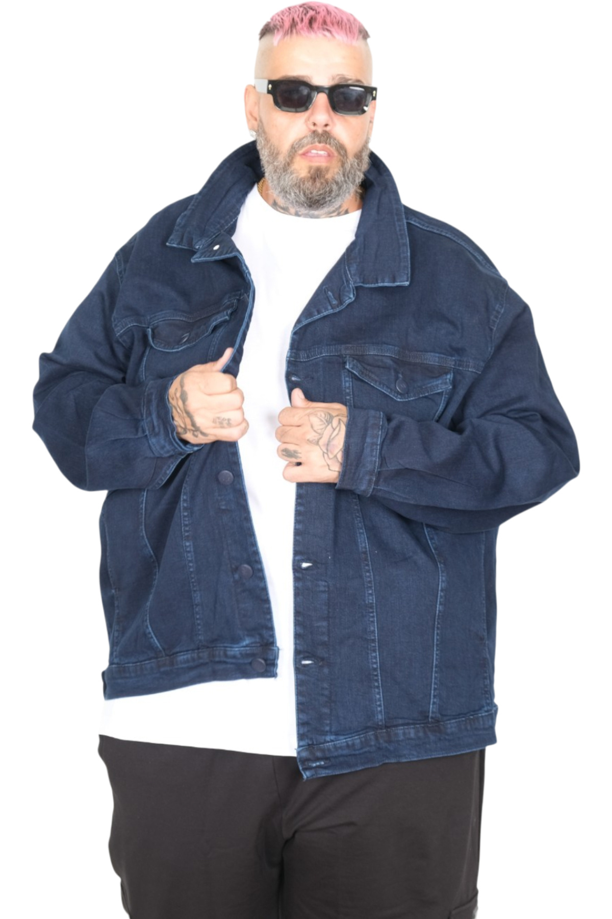 ModeXL Mode Xl Büyük Beden Erkek Kot Mont Lopez 22800 Lacivert görsel 3