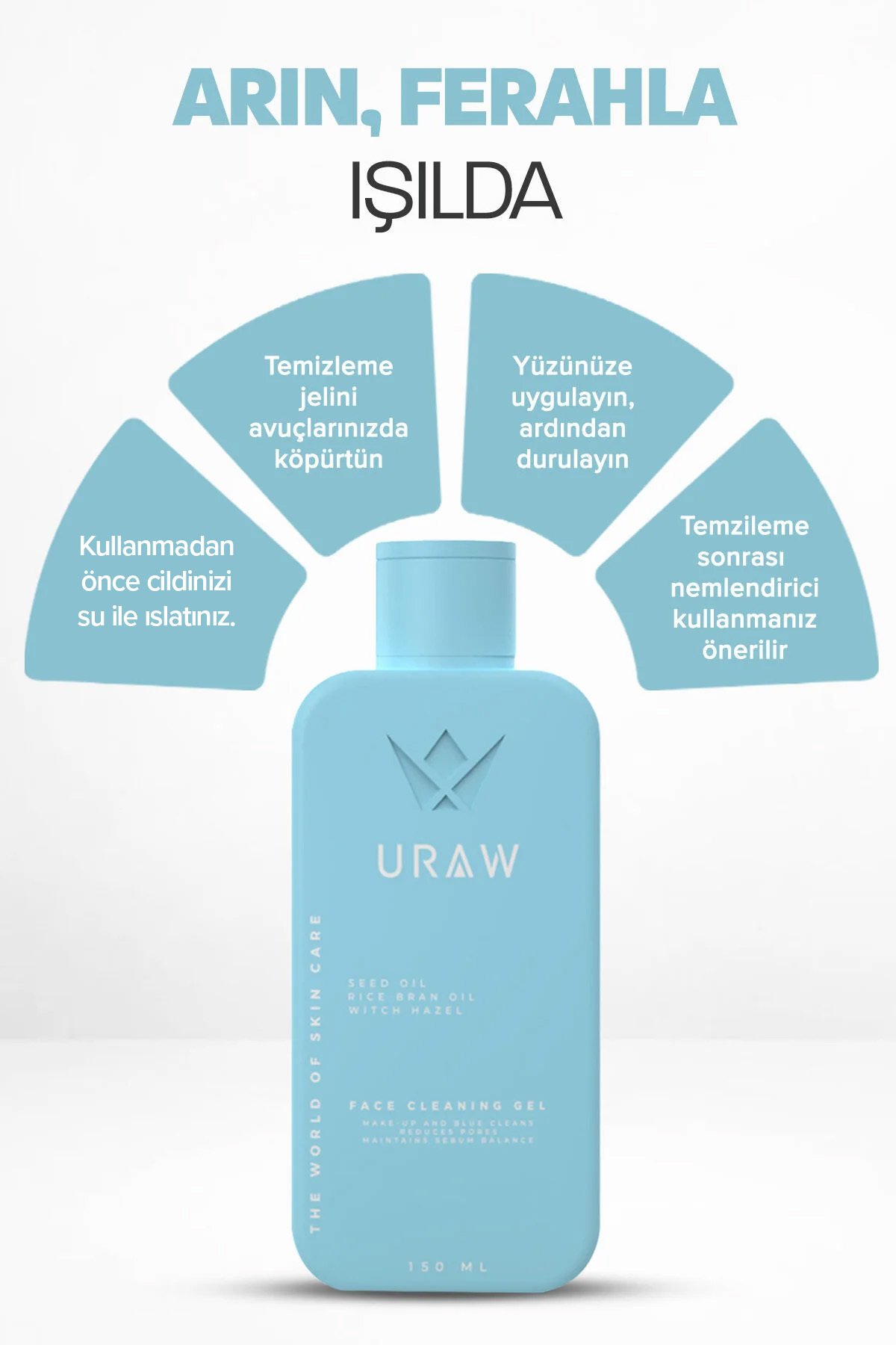 Yüz Temizleme Jeli | Makyaj Temizleme ve Derinlemesine Nemlendirici Etkili 250 ml — URW21 — تصویر 2 از 5