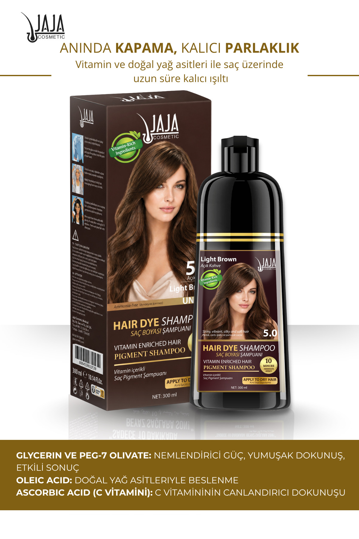 Açık Kahve (Light Brown) Saç Şampuanı 300 ML 5.0 & Vitamin İçerikli — 8684556385013-3 — تصویر 3 از 6