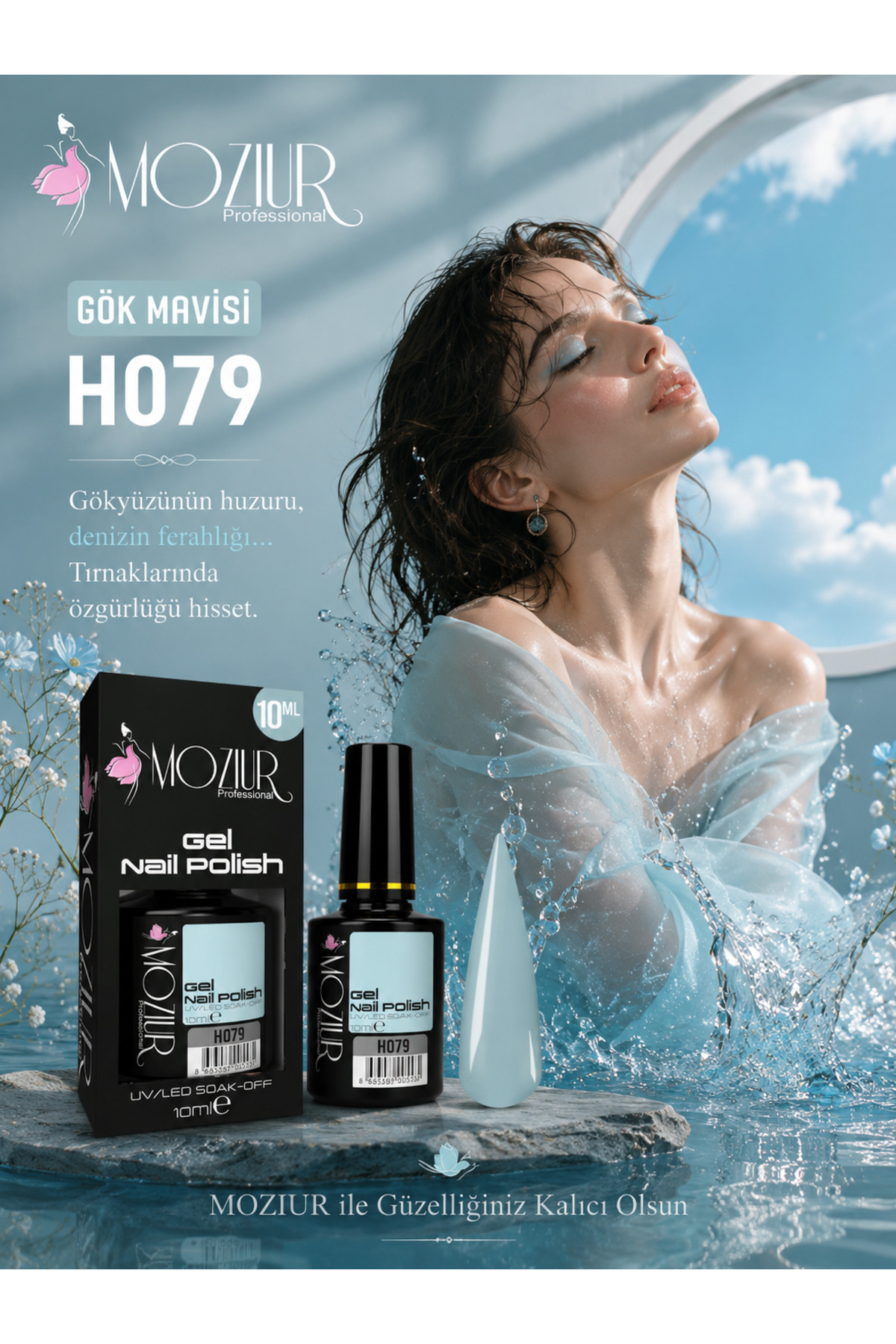 Kalıcı Oje Uv Led H079 (MAVİ SERİSİ) 10ml — آبی 8683089004750 — تصویر 3 از 3