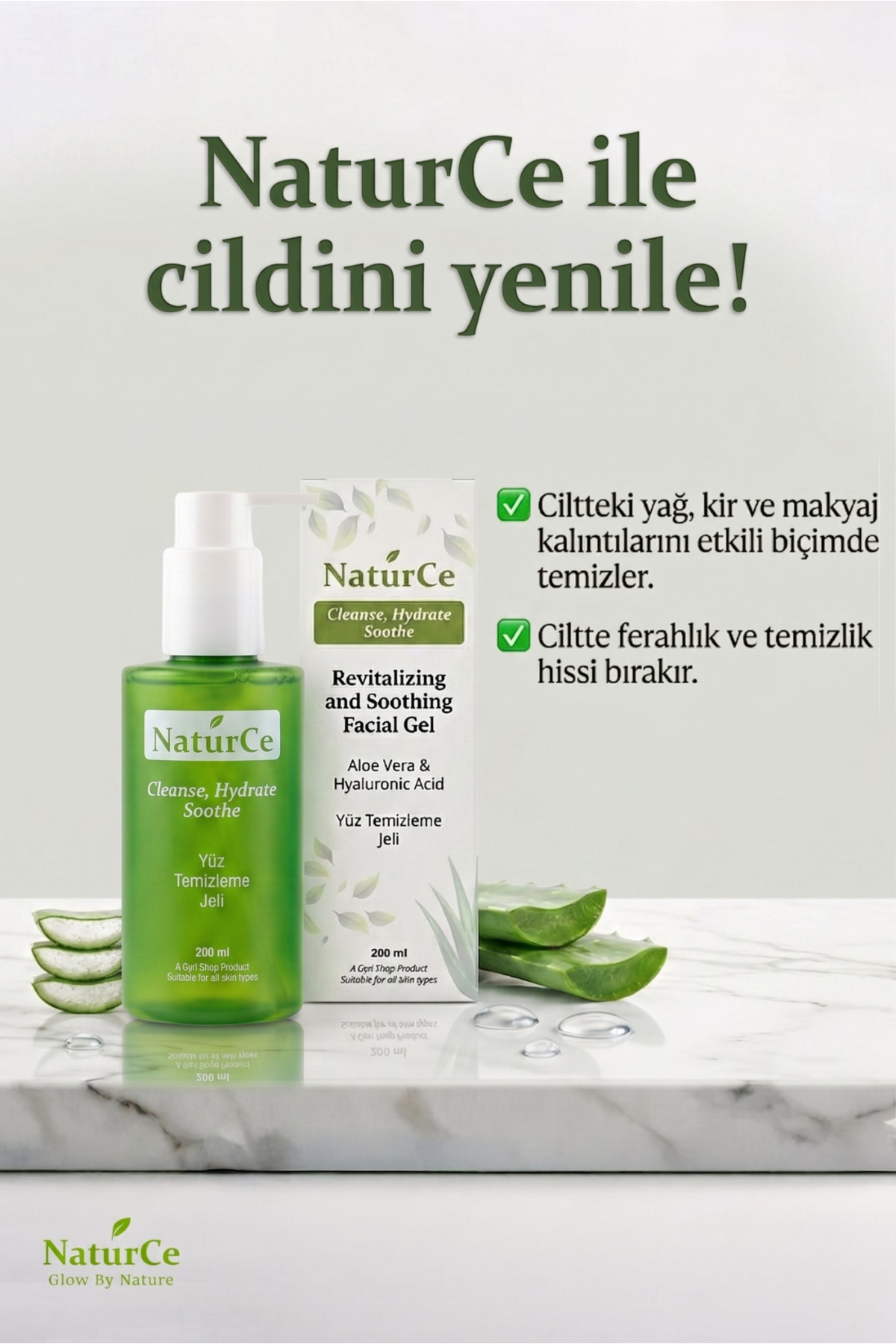 Aloe Vera & Hyaluronik Asit Yüz Yıkama Jeli - Arındırıcı, Temizleyici, Nem Dengeleyici Etki — kozmetik2 — تصویر 4 از 8