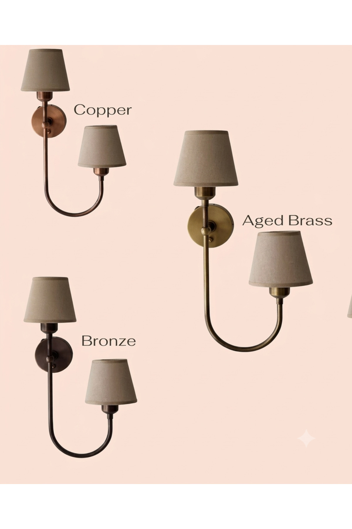On-Off Button Double Arm Wall Lamp & Antique Wall Light with Double Fabric Hat