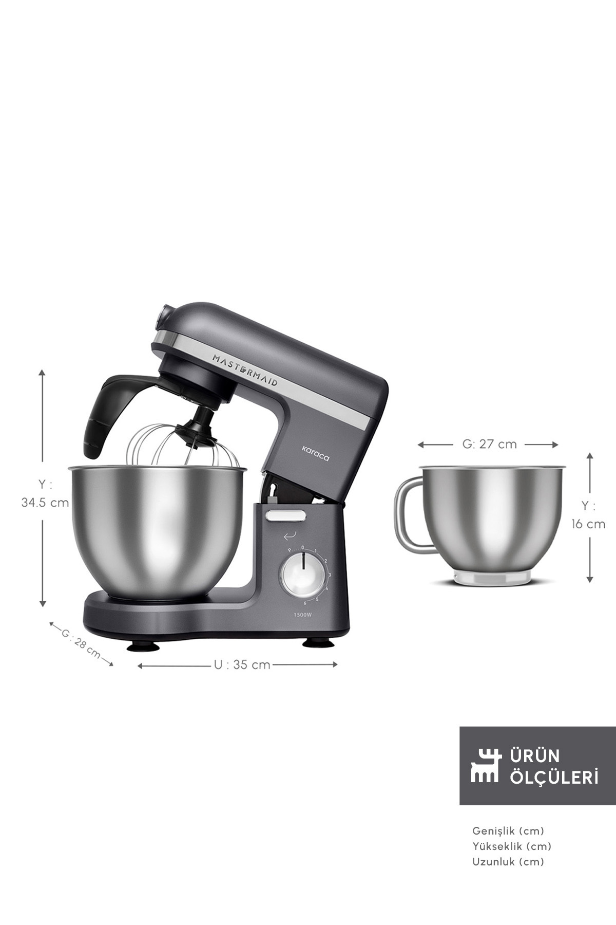 Mastermaid Chef Pro زوج بأكمام Mutfak Şefi 1500 W Space Grey