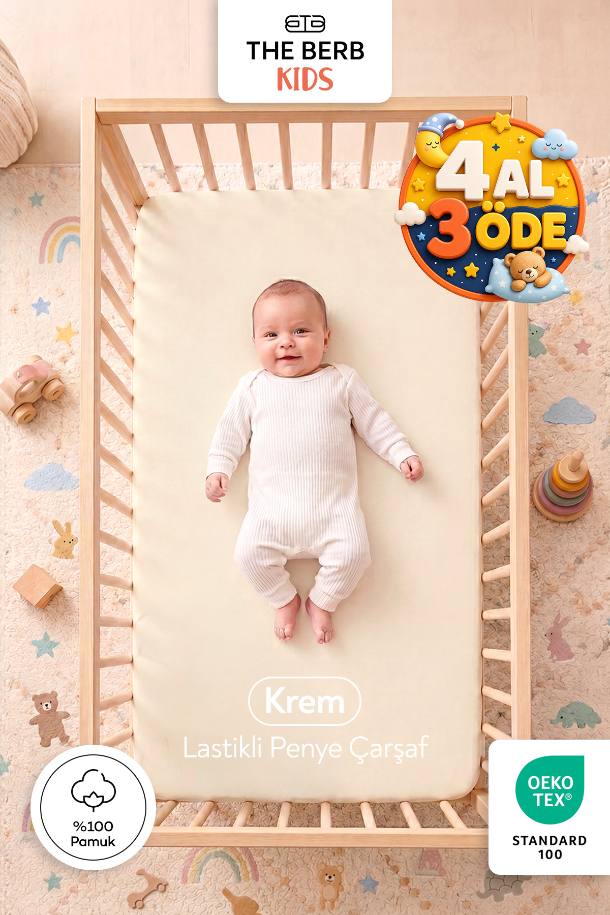 100% Cotton Combed Rubber Baby Bed Sheet | Park Bed , Crib, Mother's Side | 60x110, 60x120, 70x110, 70x120, 70x130, 80x130, 70x140