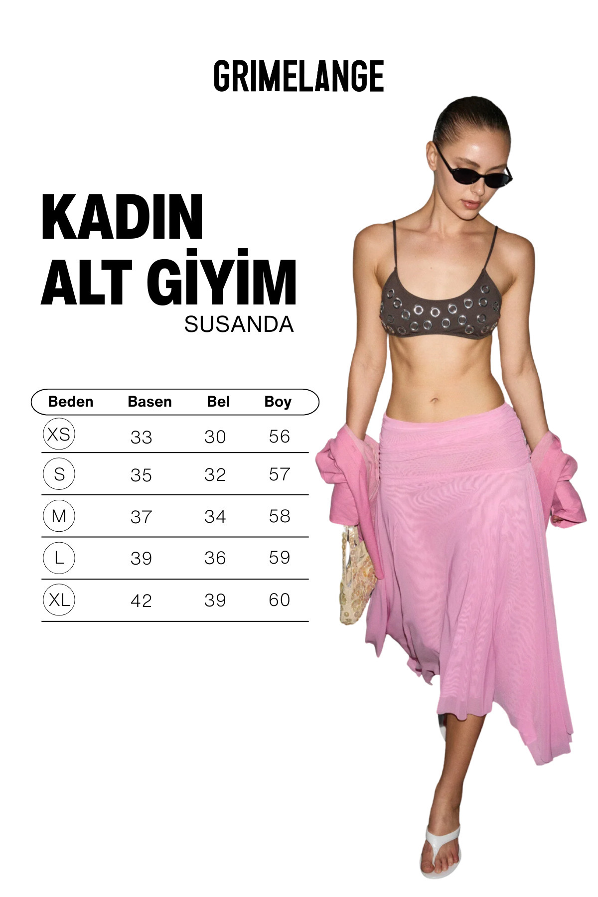 GRIMELANGE SUSANDA Kadın Yumuşak Ve Esnek Kumaşlı Beli Korsajlı Ve Büzgülü Astarlı Midi Boy Pembe Etek