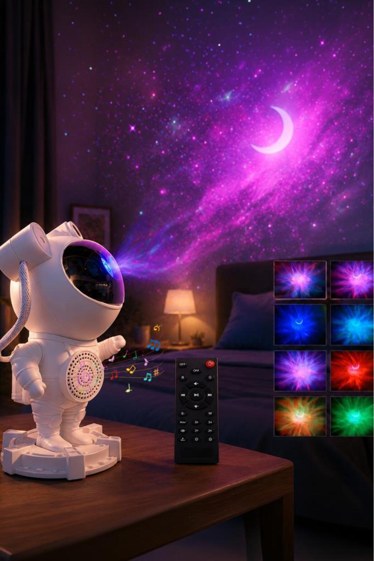 S261 Revontulitaulut レヴォントゥレット ガラス　オーロラ森 Torima Astronot Bluetooth Hoparlör Müzik Çalarlı Kumandalı Gece