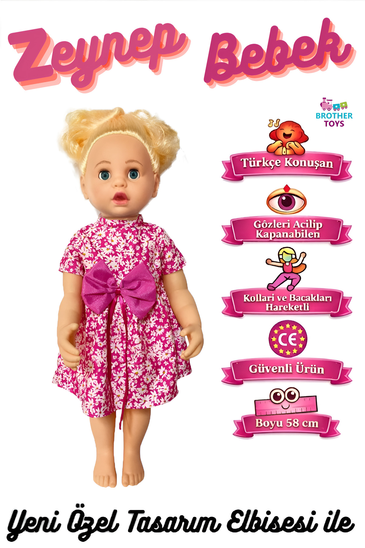 【ABちゃん】 Brother Toys Büyük Boy Türkçe Konuşan Zeynep Bebek Et Bebek Gövde