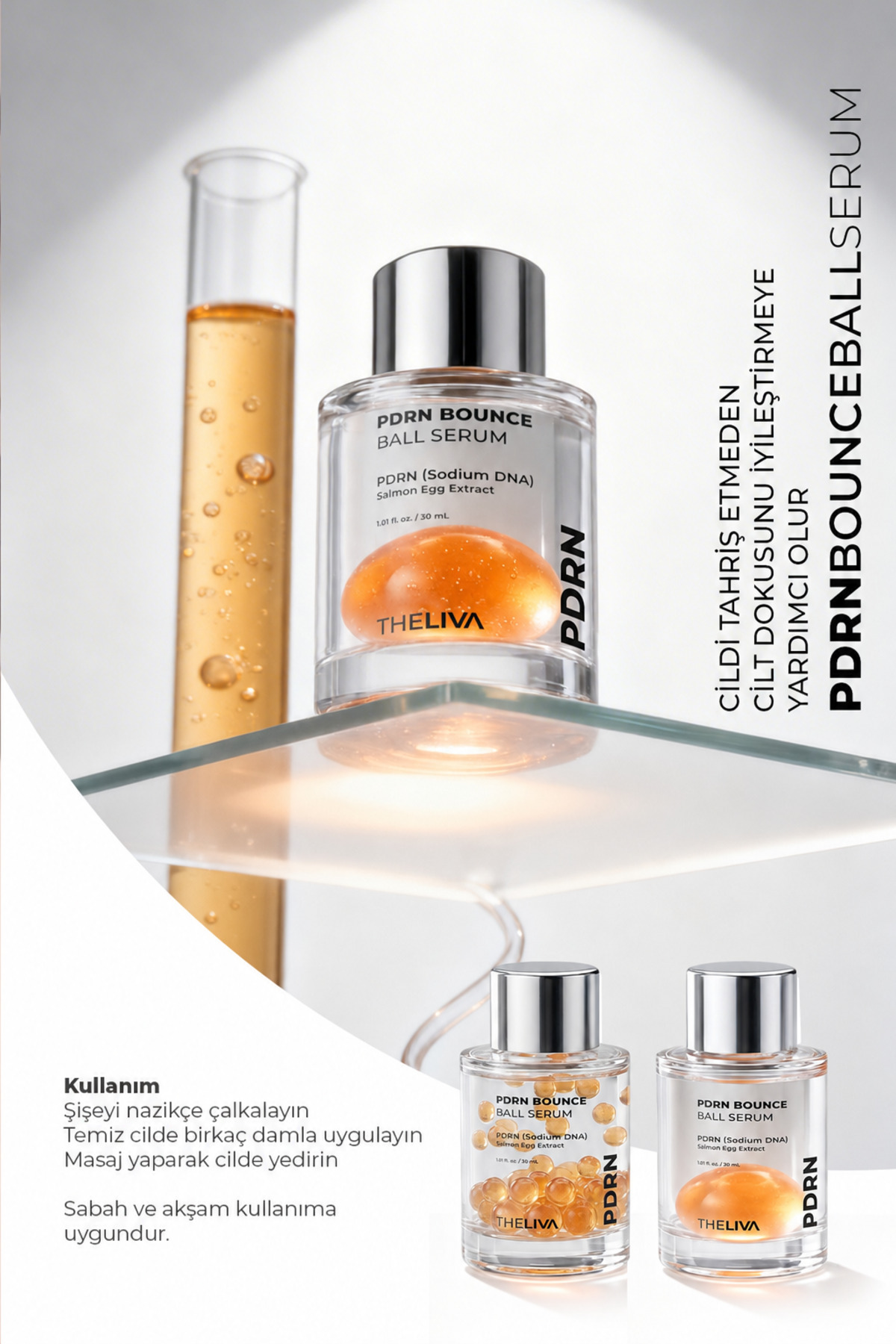 PDRN Dual Bounce Ball Serum, Çift Fazlı Essence Cilt Işıltısını Destekleyen Gençlik Serumu 30 ml — Cilt-C-serumu-somon-2 — تصویر 7 از 8