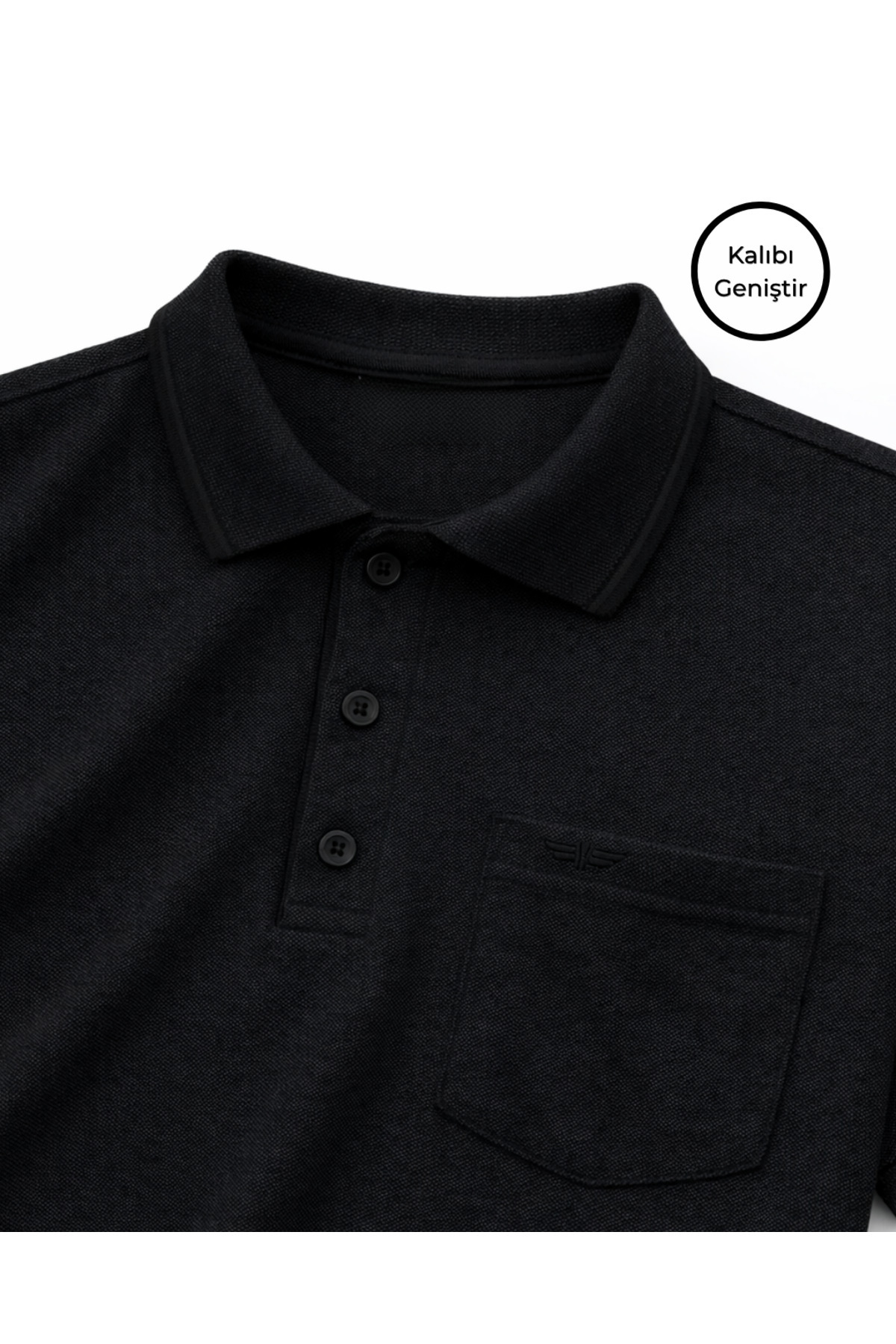 BattalModa Erkek Büyük Beden Siyah Polo Yaka Kısa Kollu Pike Tişört 3XL-4XL-5XL-6XL-7XL-8XL görsel 3