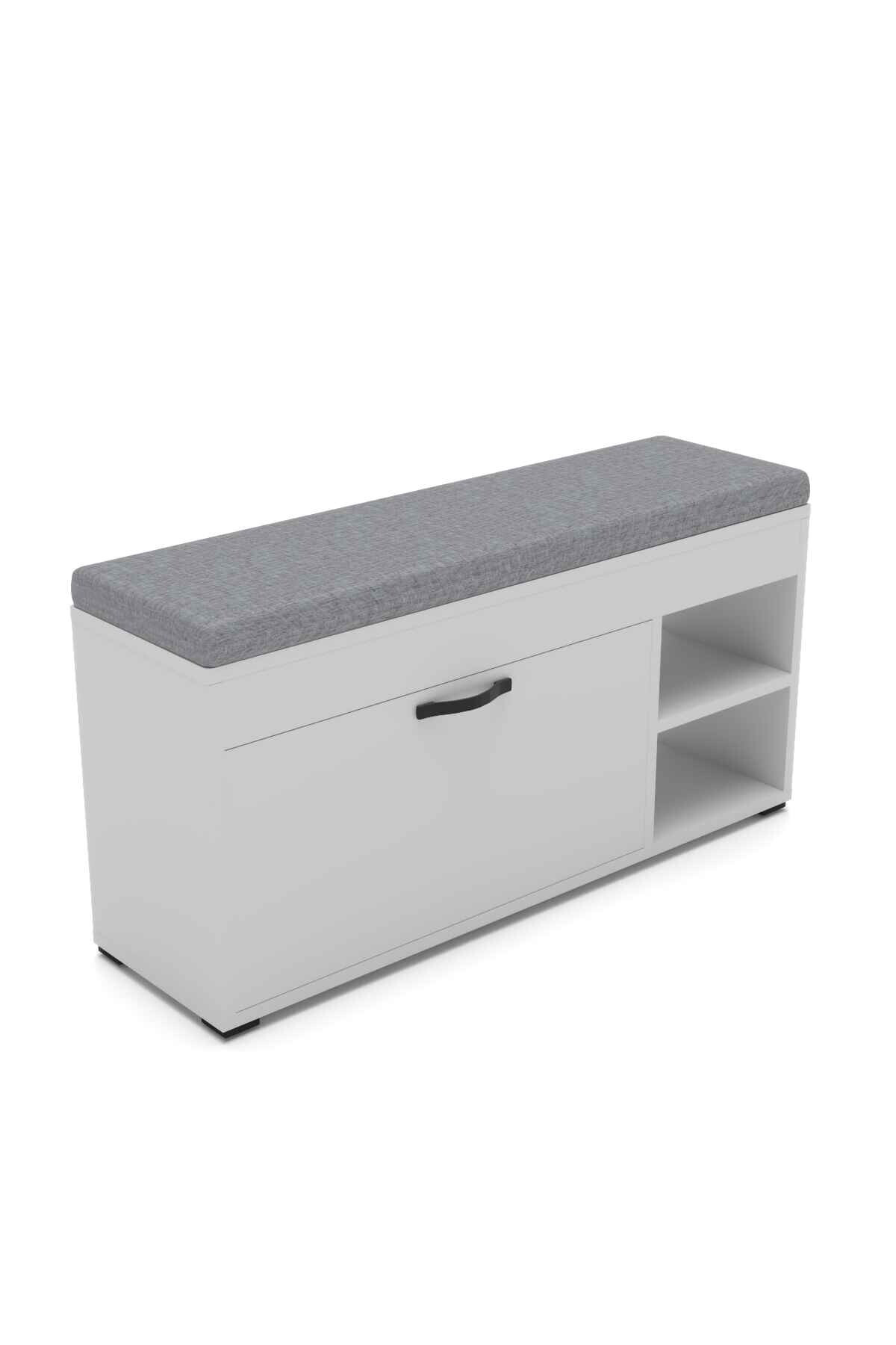 Goldfalez Puflu Ayakkabılık Bench Beyaz 90 cm görsel 5