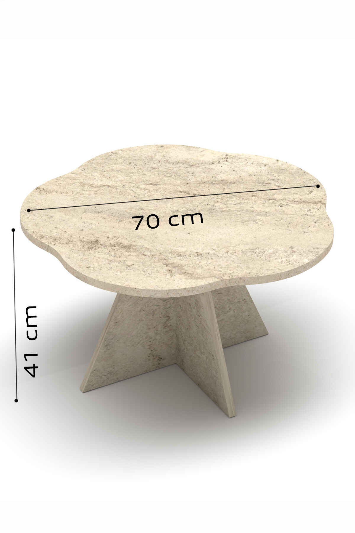 Goldfalez Çiçek Orta Sehpa Bej 70 cm görsel 5