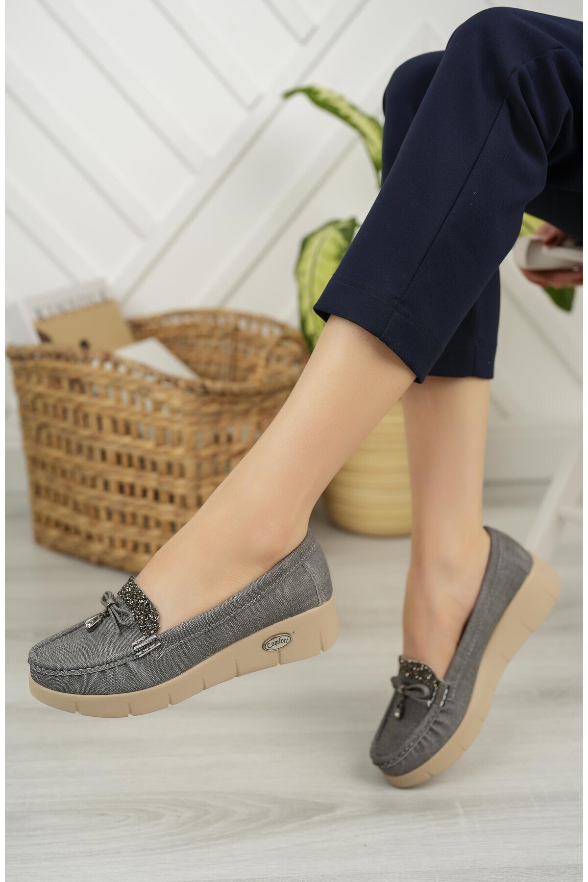 Nesil Shoes Nstar 400 Gri Kot Anatomik Günlük Kadın Ayakkabı görsel 4