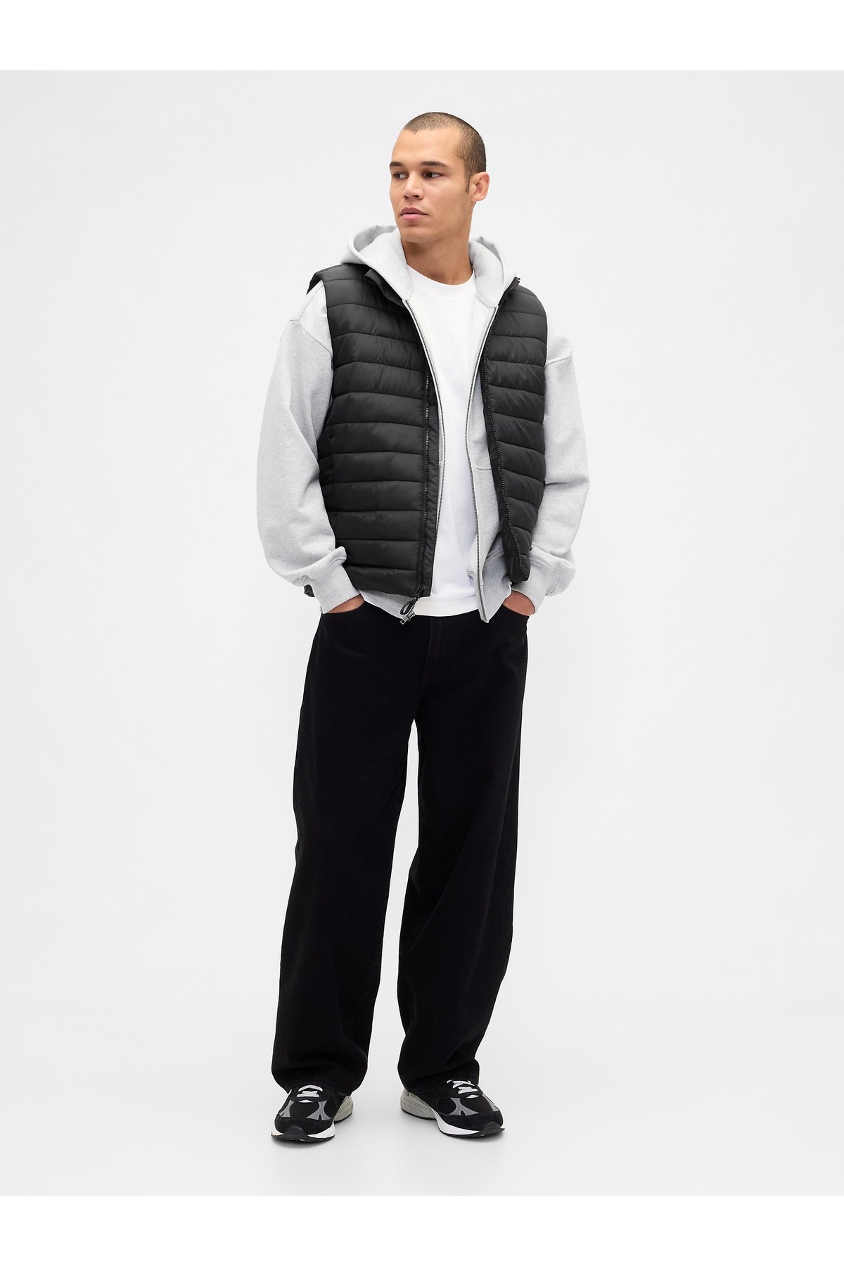 GAP Erkek Siyah Recycled Puffer Şişme Yelek görsel 5