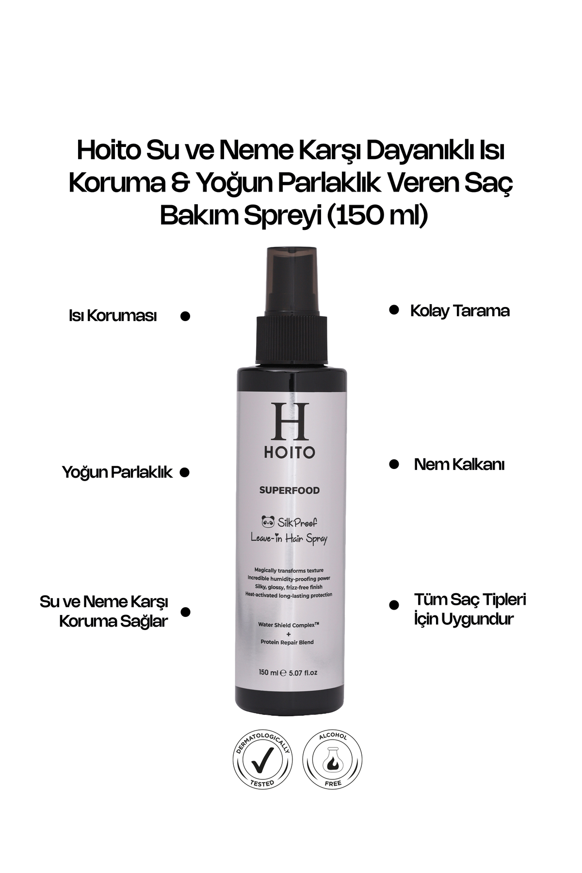 Su ve Neme Karşı Dayanıklı Isı Koruma & Yoğun Parlaklık Veren Saç Bakım Spreyi (150 ml) — H10041 — تصویر 2 از 5