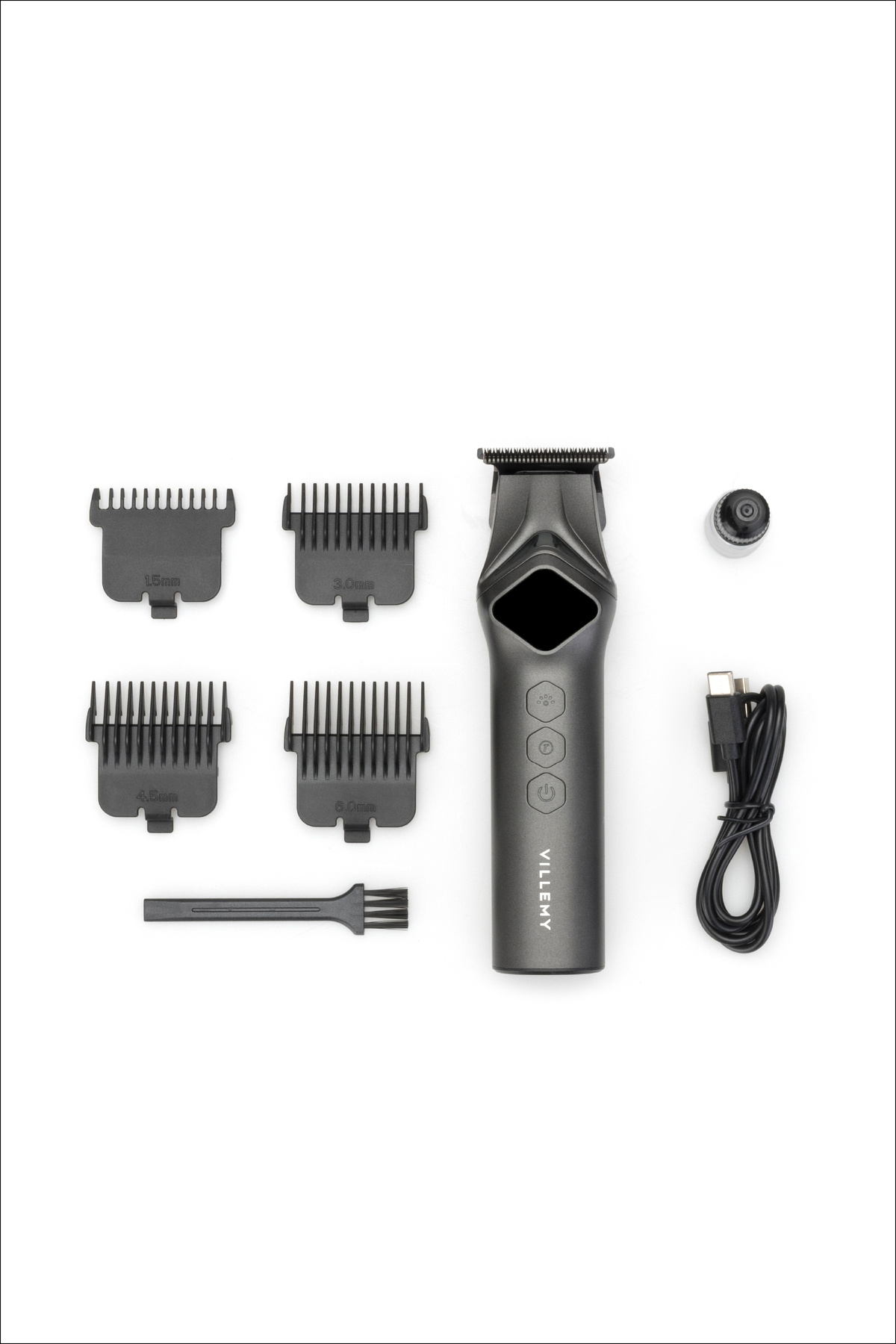 VME-S710 Profesyonel Saç Kesme, Sakal ve Ense Tıraş Makinesi Sıfıra En Yakın Kesim 0.1 mm T-Cut LED — خاکستری — تصویر 7 از 8