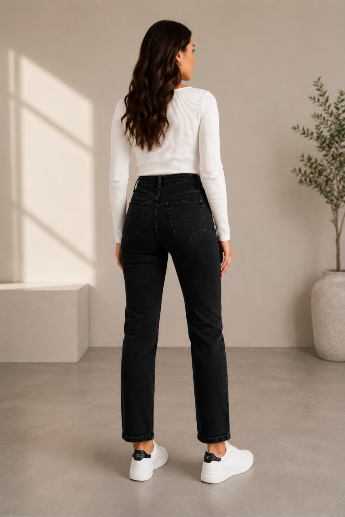 DELDNM Zera Kadın Premium Siyah Yüksek Bel Likralı Trend Mom Jean görsel 3