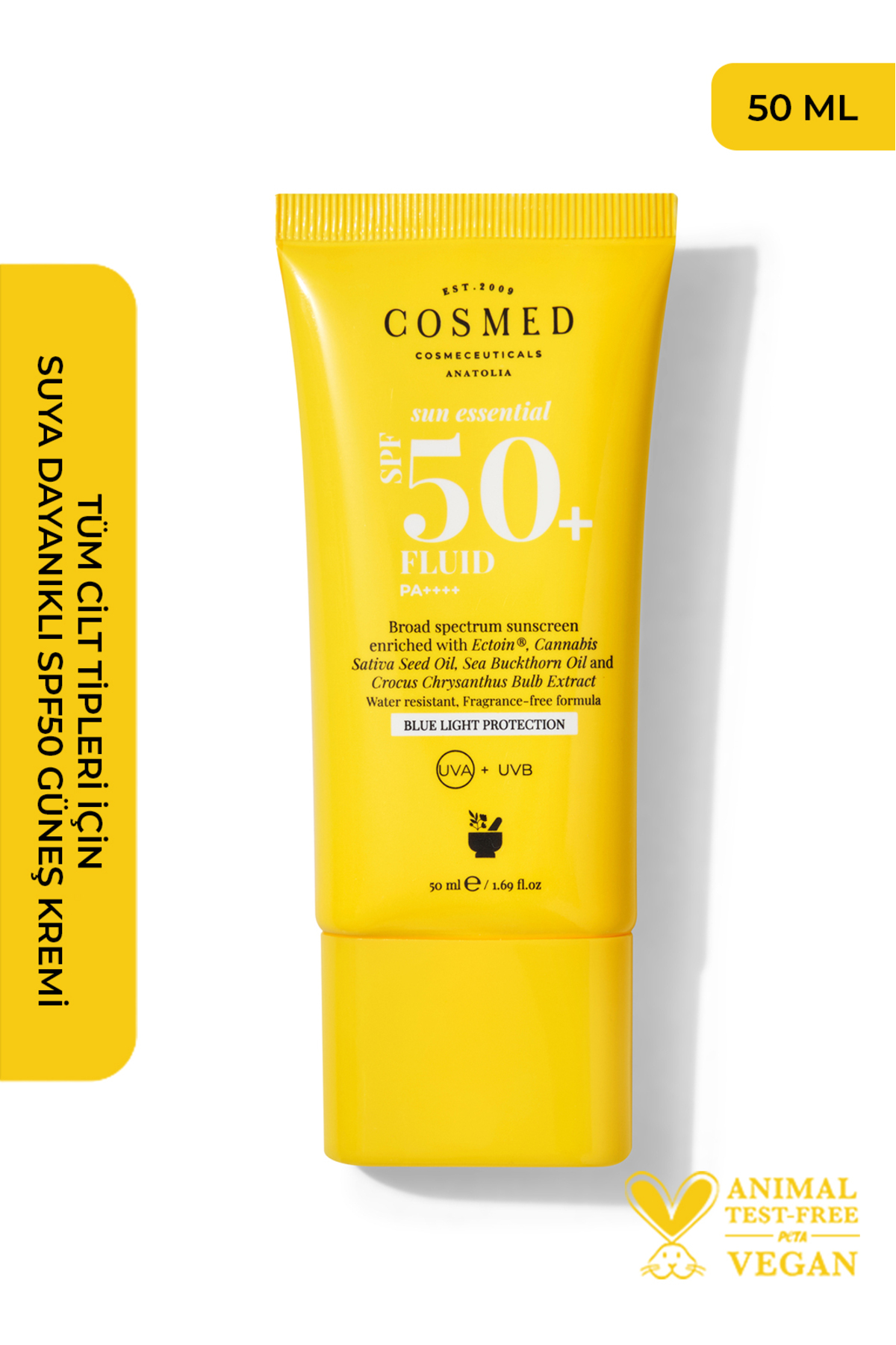 COSMED Tüm Cilt Tipleri İçin Suya Dayanıklı SPF50+ Güneş Kremi/SUN ESSENTIALS FLUID SPF50+ — 20901