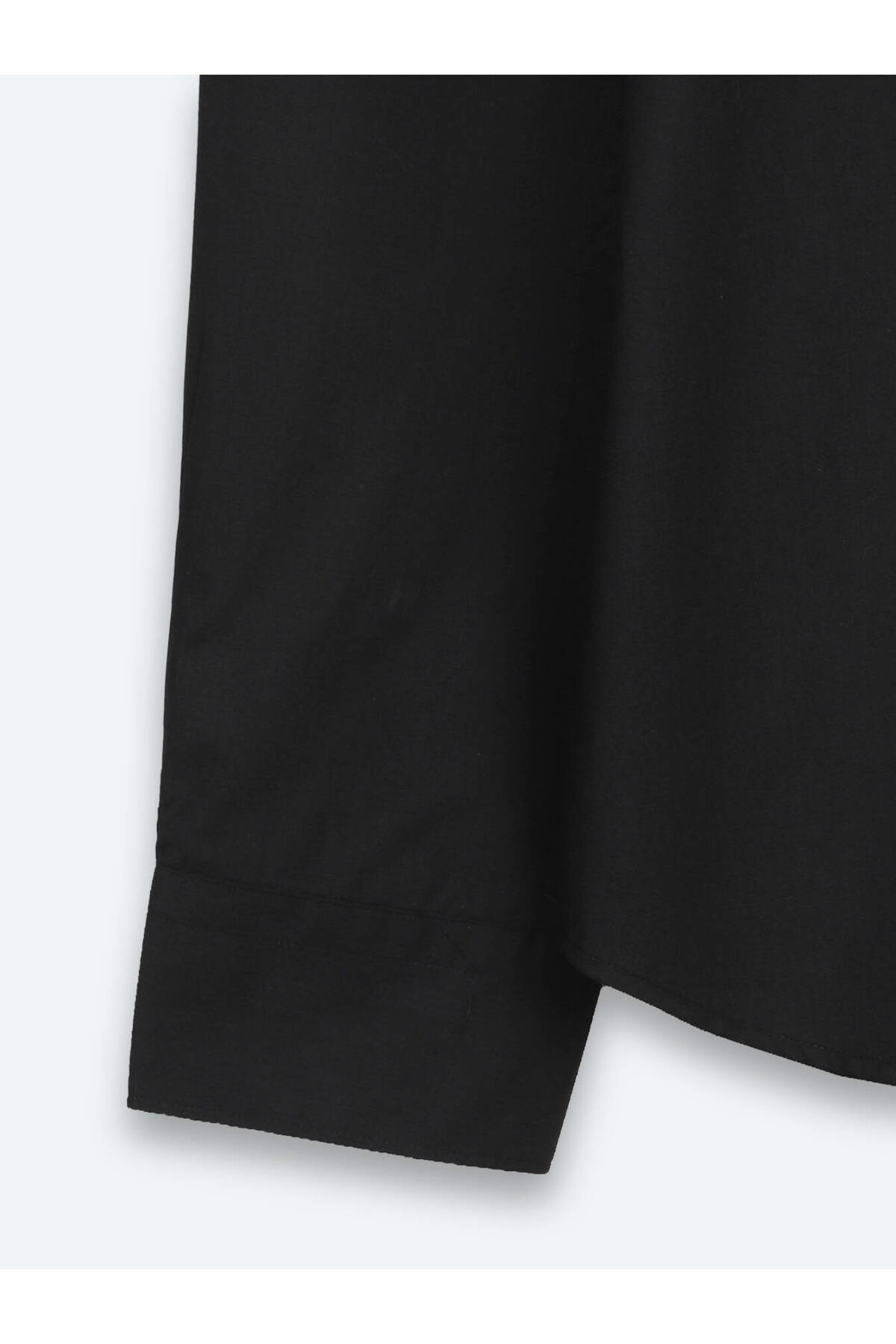 Kip Siyah Regular Fit Uzun Dokuma Casual Pamuk Karışımlı Gömlek görsel 7