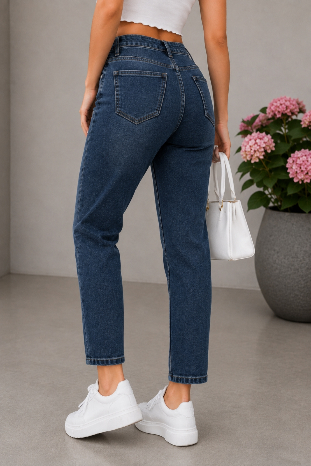 CEDY DENIM Mom Fit Jean Yüksek Bel Boyfriend Kesim Likralı Mavi Kadın Kot Pantolon C599 görsel 8