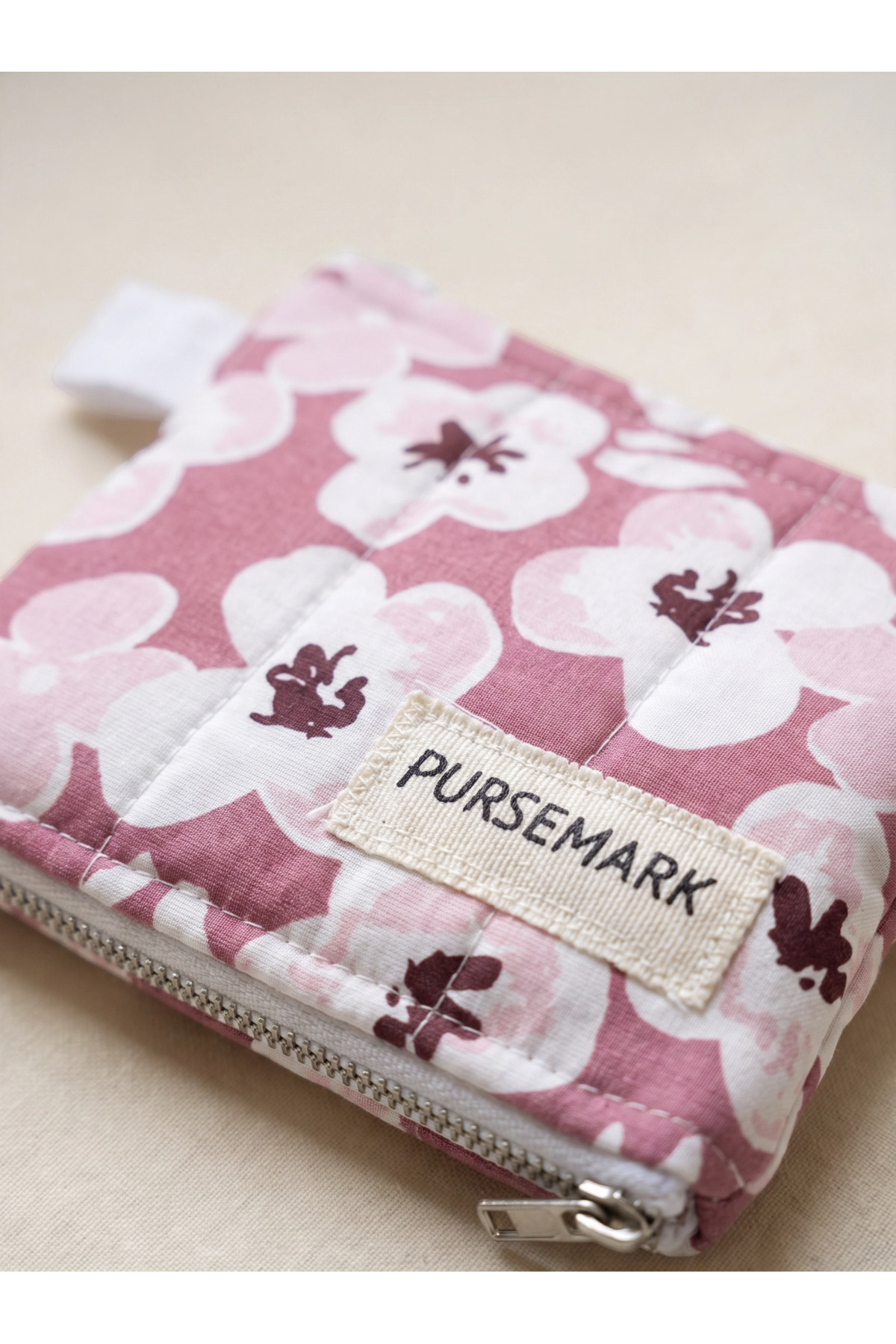 PURSEMARK Pembe Menekşe Çiçek Desenli El Yapımı Küçük Cüzdan görsel 5