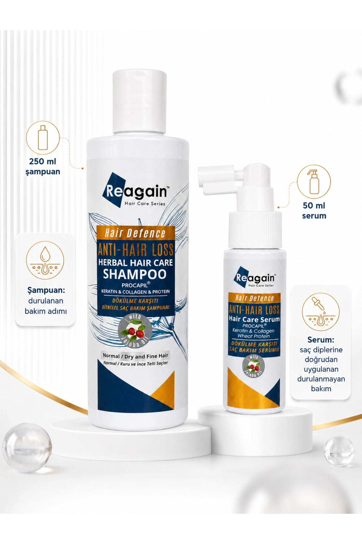 Dökülme Karşıtı ve Güçlendirici 2'li Saç Bakım Seti - Sülfatsız Şampuan & Konsantre Serum — KN446 — تصویر 8 از 8