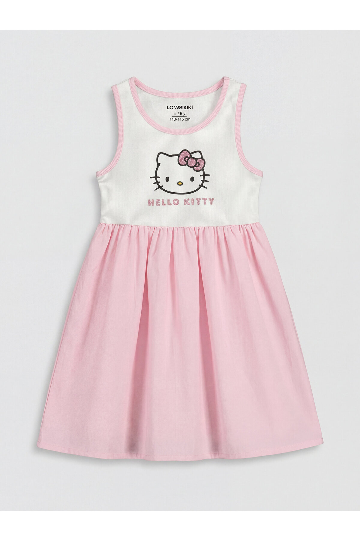 LC Waikiki Rochie de fete cu imprimeu Hello Kitty și guler rotund