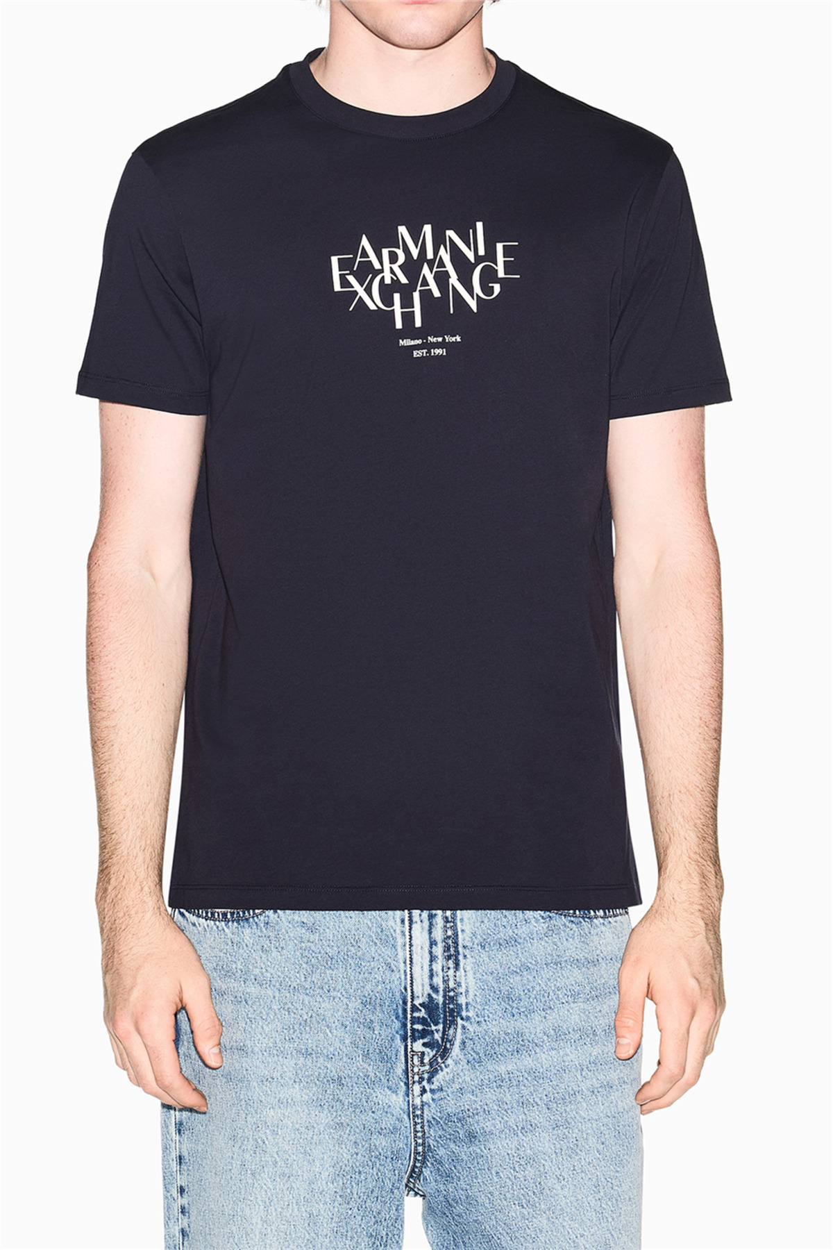 تی‌شرت یقه گرد مردانه سرمه‌ای آرمانی اکسچنج تی شرت Armani Exchange