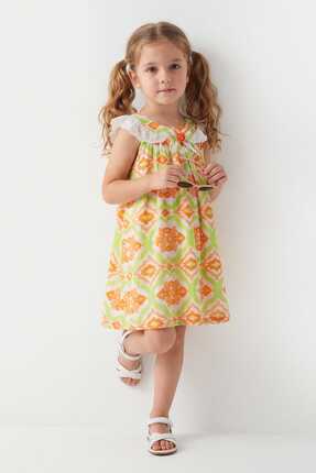 Gazelle lingerie babywear Fırfırlı brokoli çiçekli kız elbise