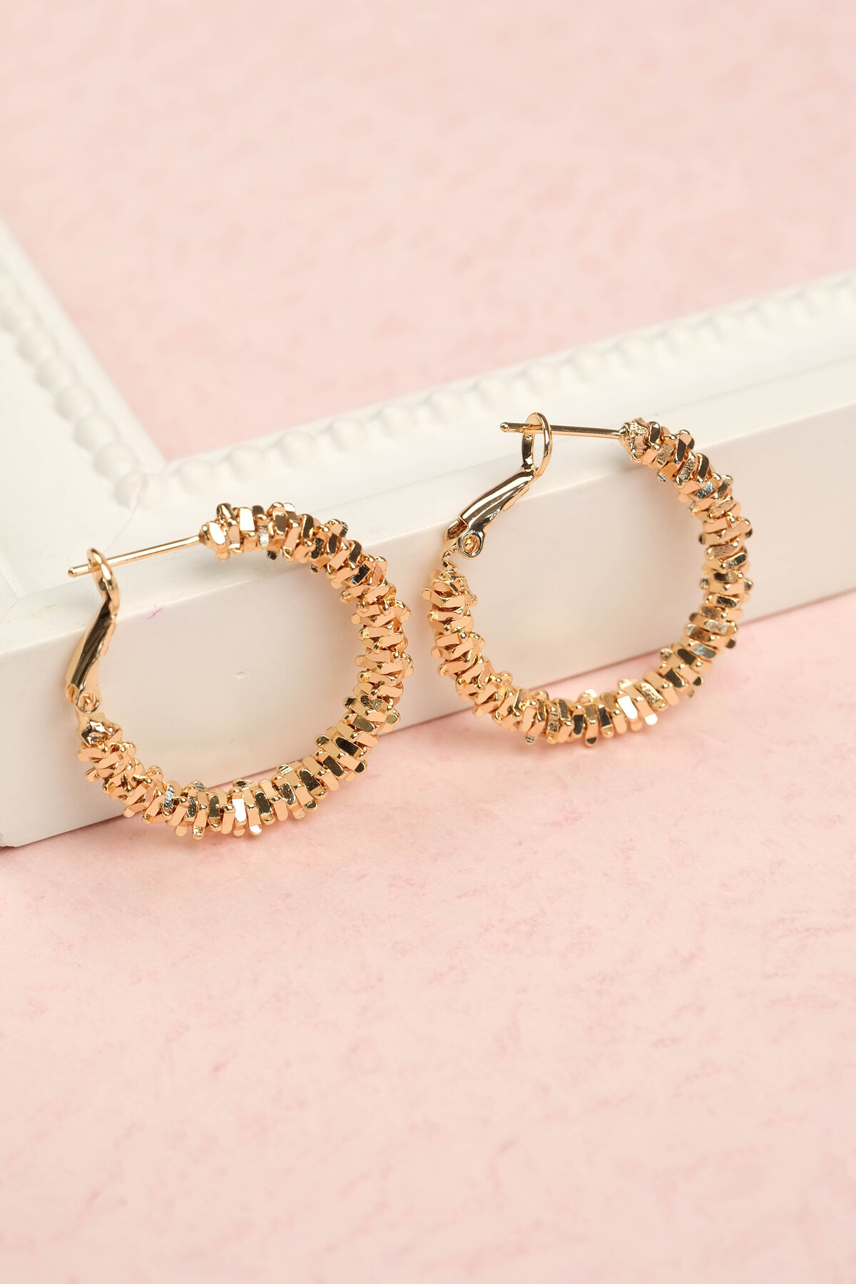 2-Piece Knurled Steel Ring Earrings
