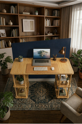 tridihome Kitaplıklı Bilgisayar Masası Raflı Çalışma Masası Modern Dekoratif ...