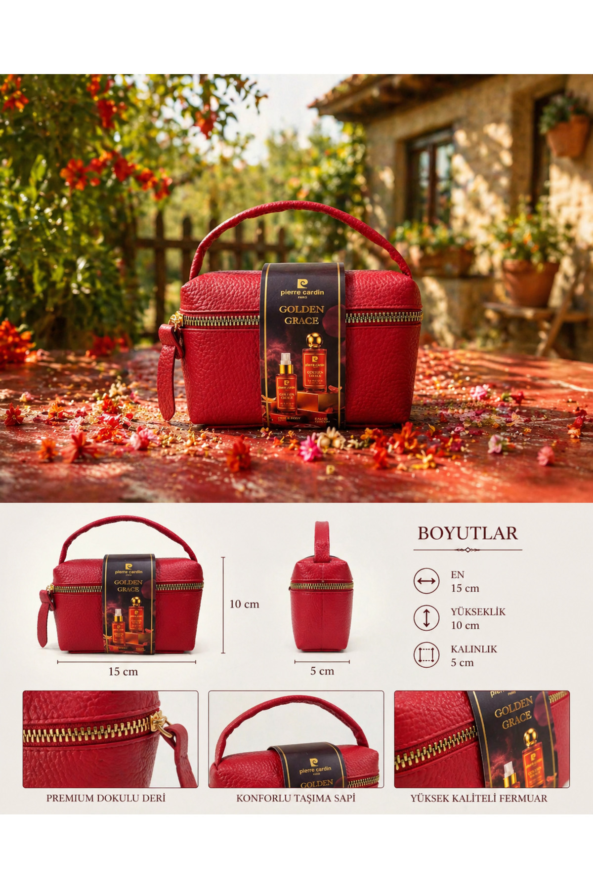 عطر زنانه جدید گلدن گریس ۵۰ میلی‌لیتر ادوپرفیوم + اسپری بدن مو ۵۰ میلی‌لیتر + کیف — TYC3A98F50CE5B701F7AAE900 — تصویر 3 از 6