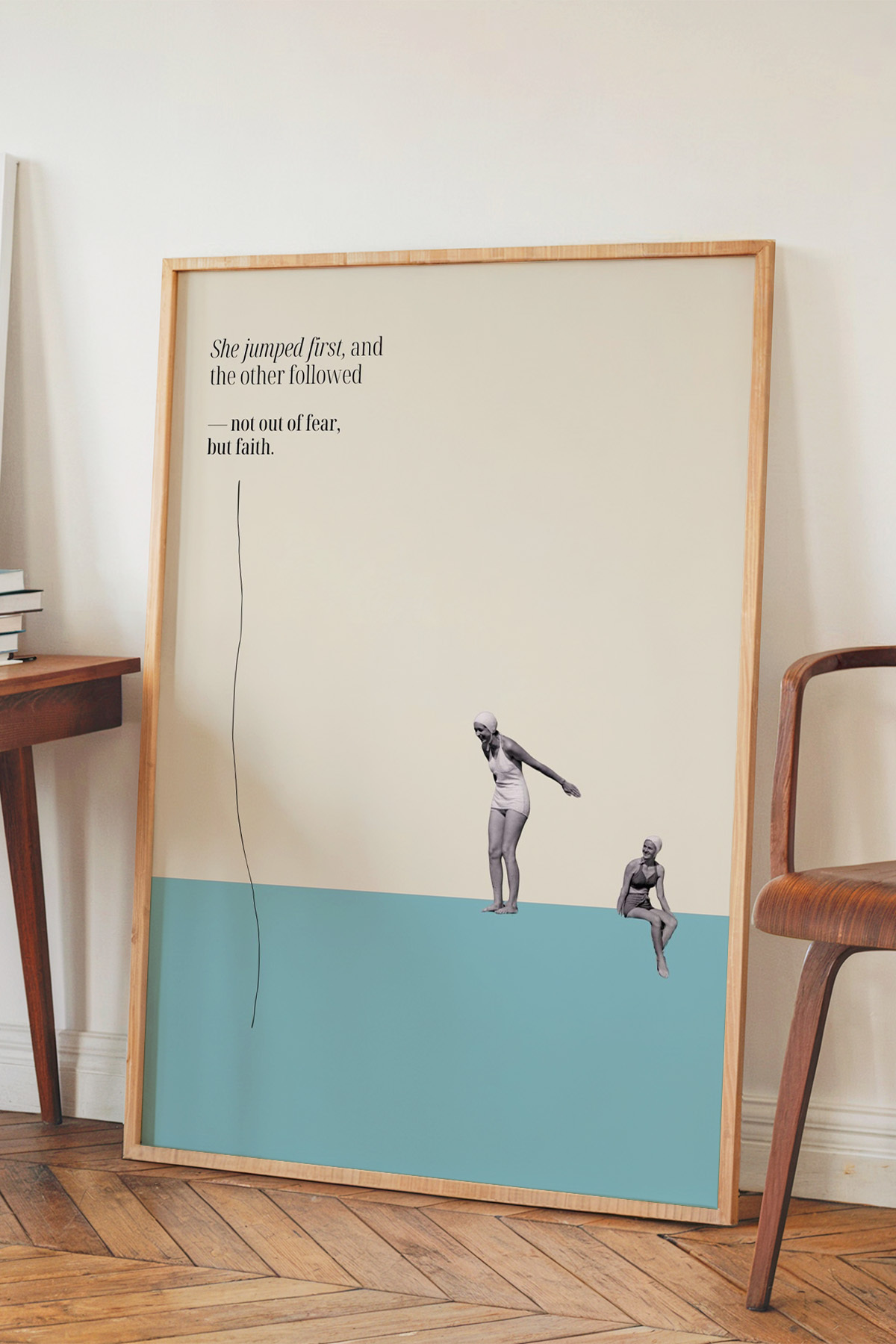 Arkadaşlık & Cesaret Temalı Minimal Kolaj Tablo Poster Modern Sanat Duvar Dekoru Çerçevesiz