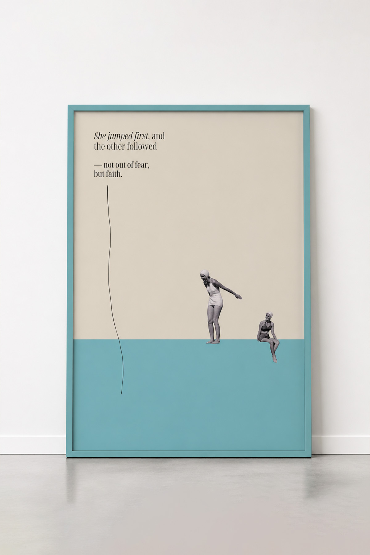 Arkadaşlık & Cesaret Temalı Minimal Kolaj Tablo Poster Modern Sanat Duvar Dekoru Çerçevesiz