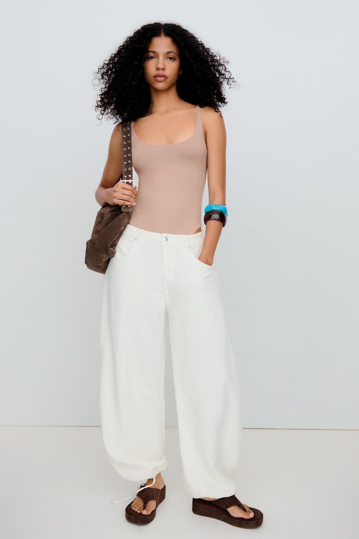 Round neck strap bodysuit