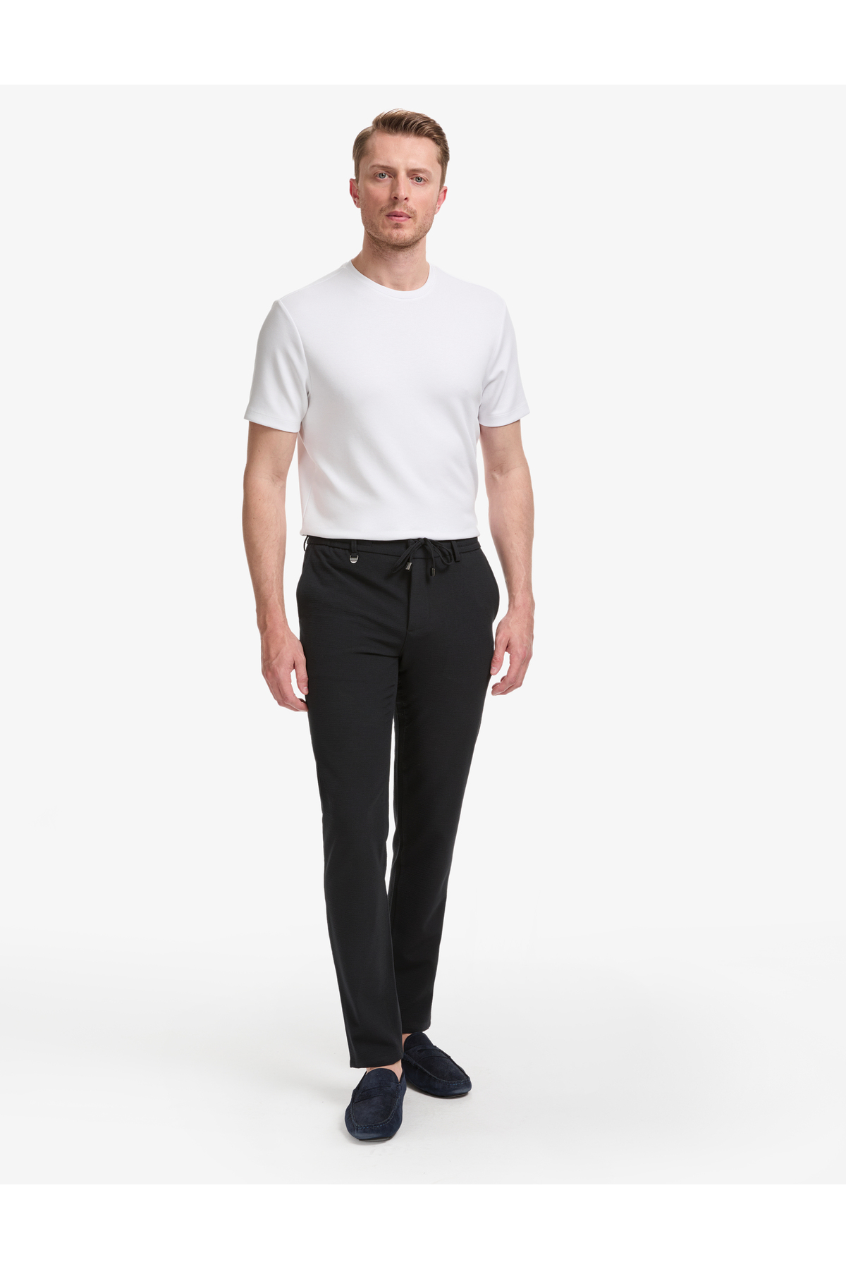 شلوار کلاسیک جاگر اسلیم فیت سرمه‌ای Ex با کمر کشی 50324836-VR033 پیر کاردین شلوار Pierre Cardin