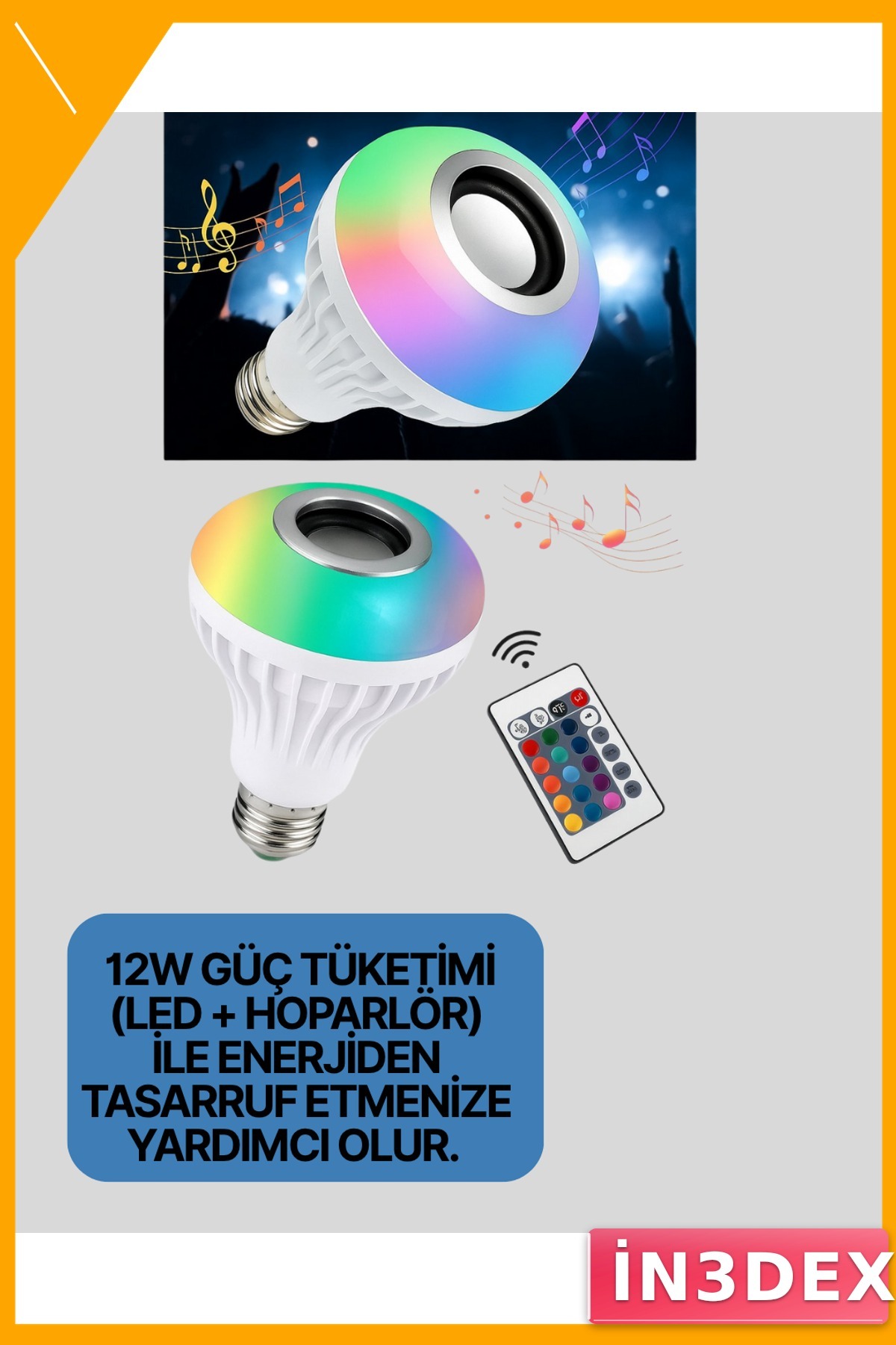 Bluetooth Hoparlörlü LED Ampul 12W E27 Akıllı Aydınlatma