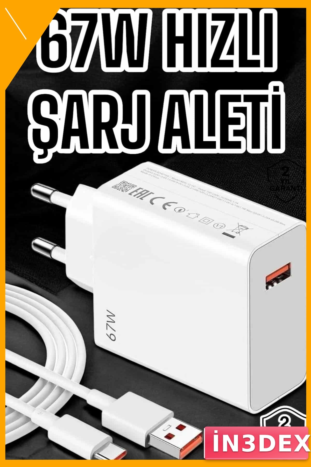 Turbo Hızlı 67W Type-C Şarj Adaptörü ve Kablo